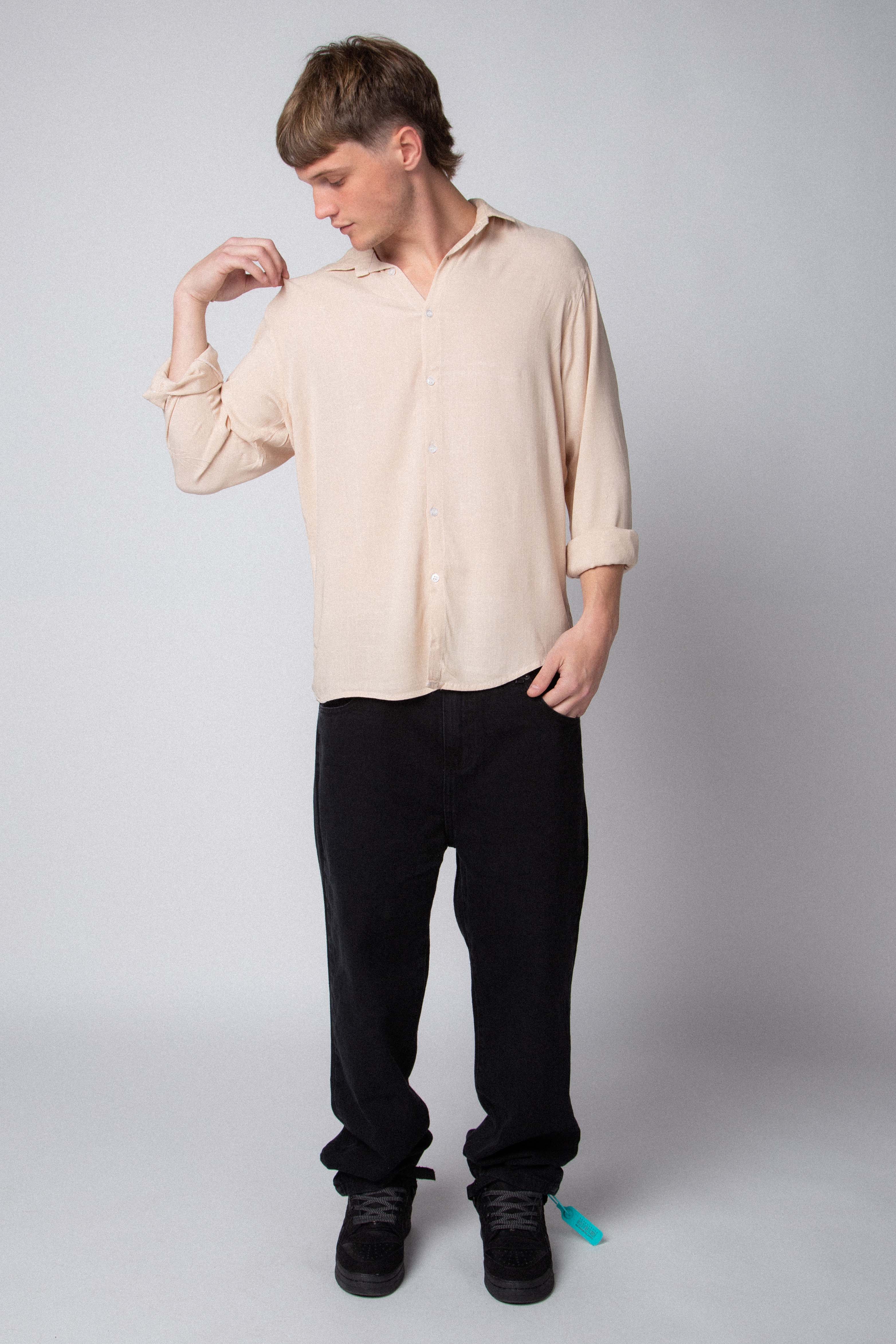 Camisa Manga Larga Lino Beige