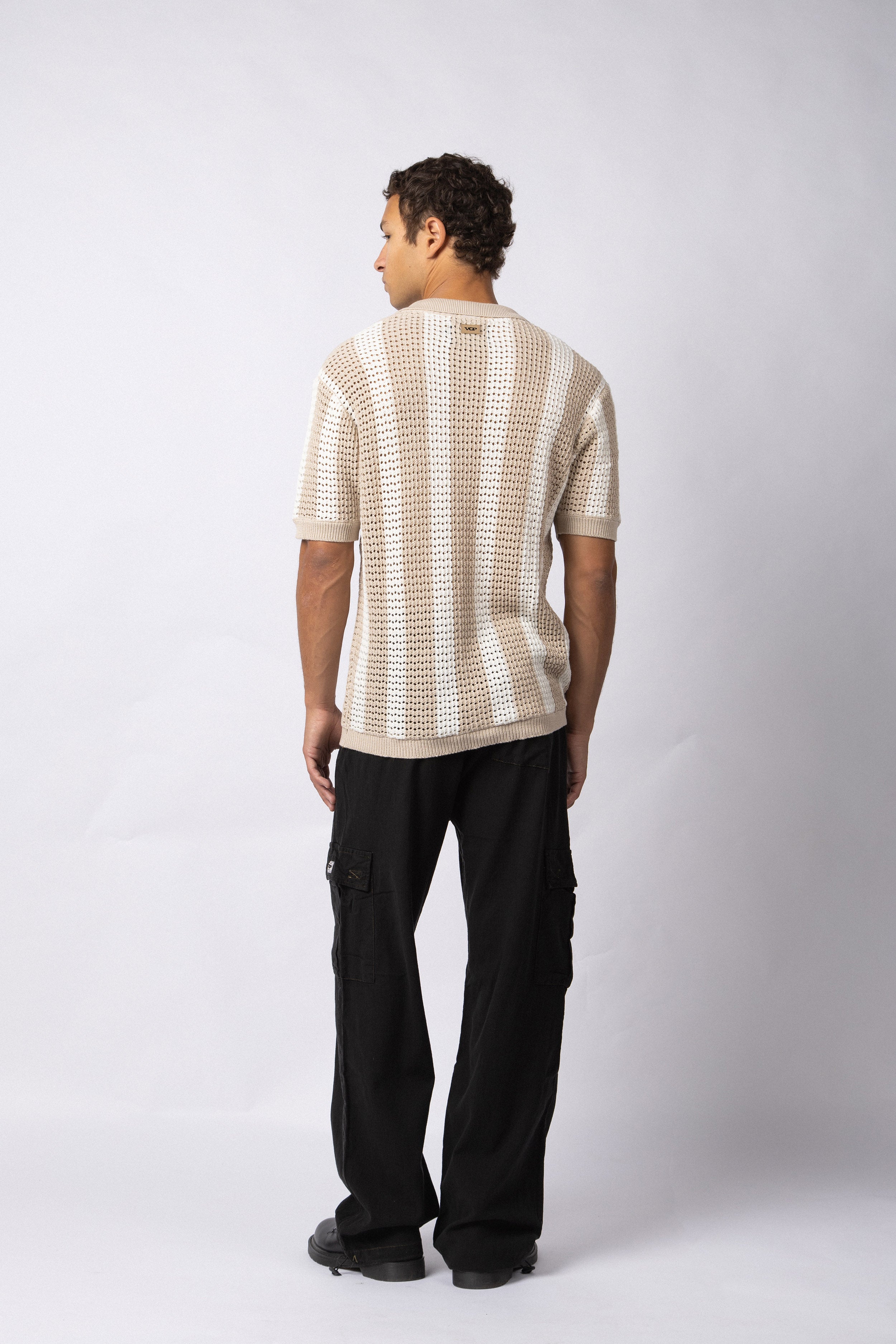 Camisa Manga Corta Tejida Marble Beige