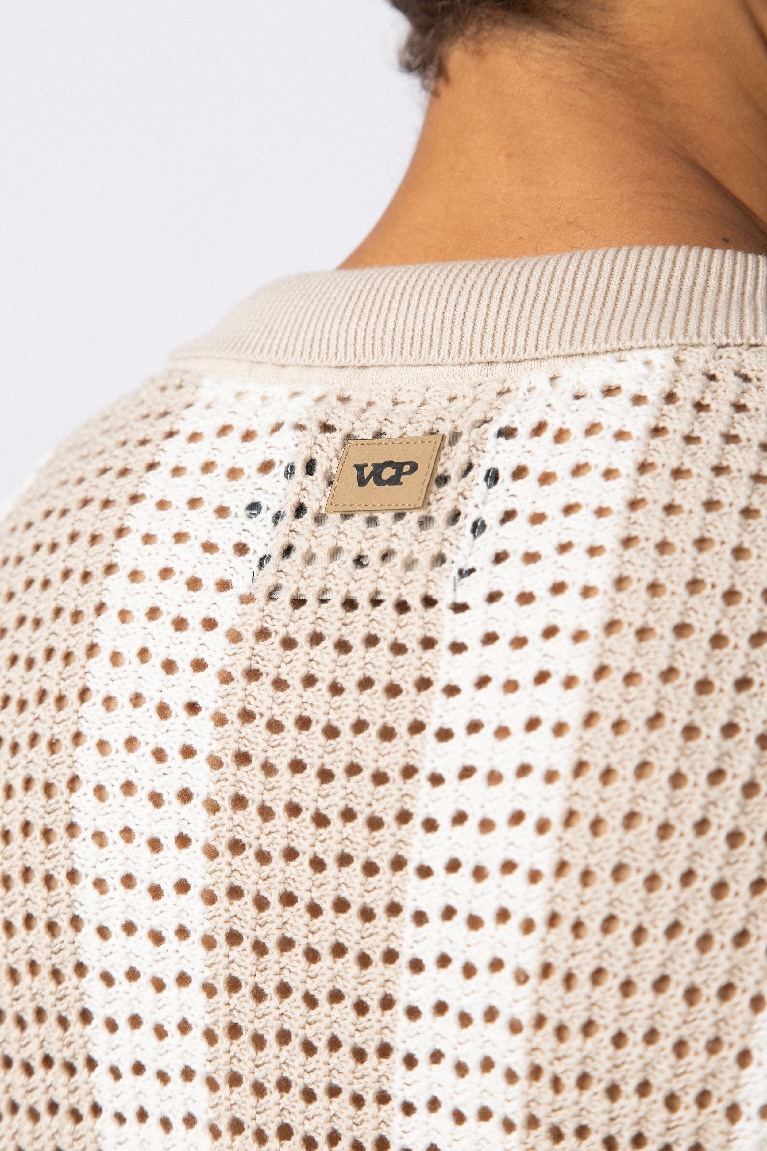 Camisa Manga Corta Tejida Marble Beige