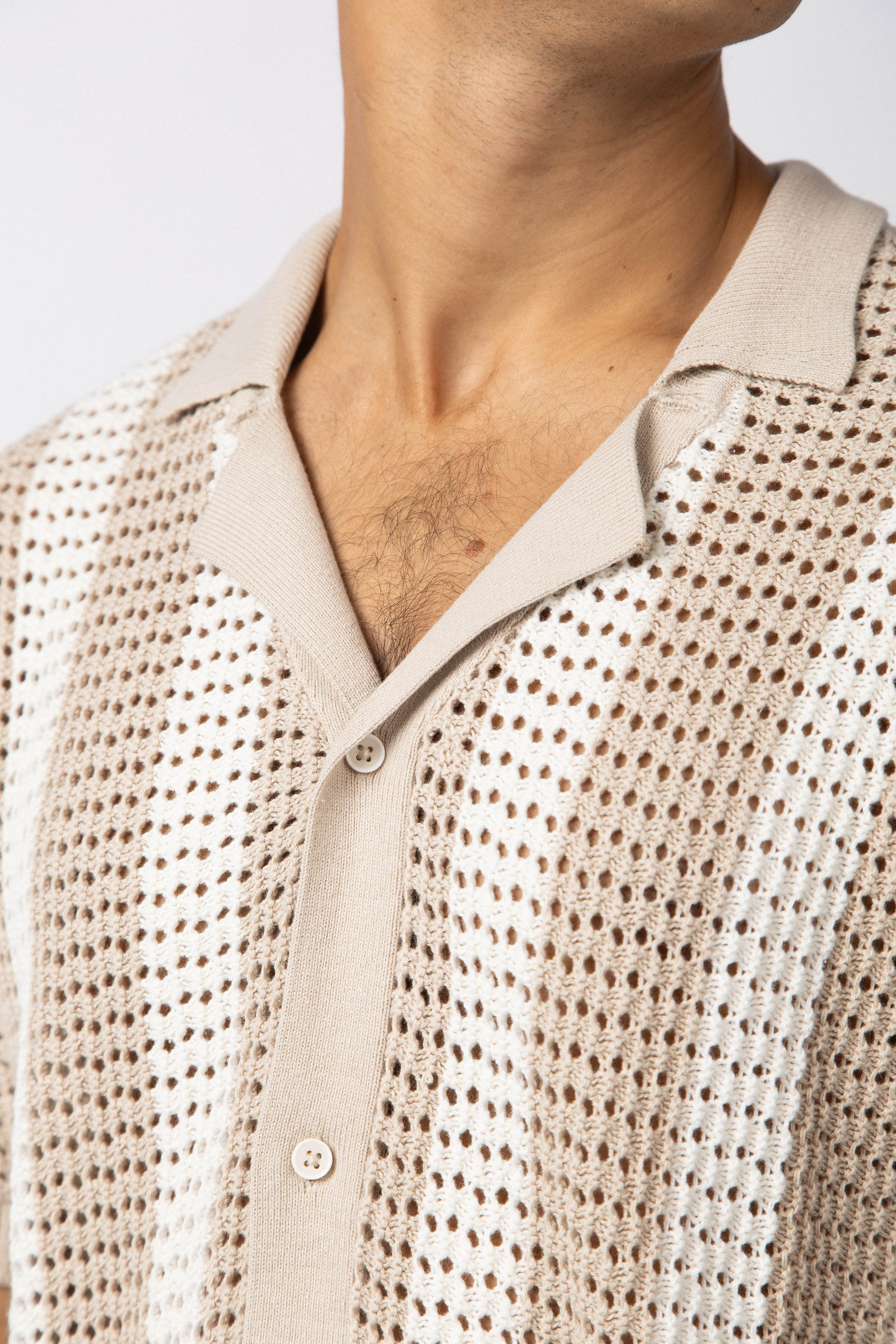 Camisa Manga Corta Tejida Marble Beige