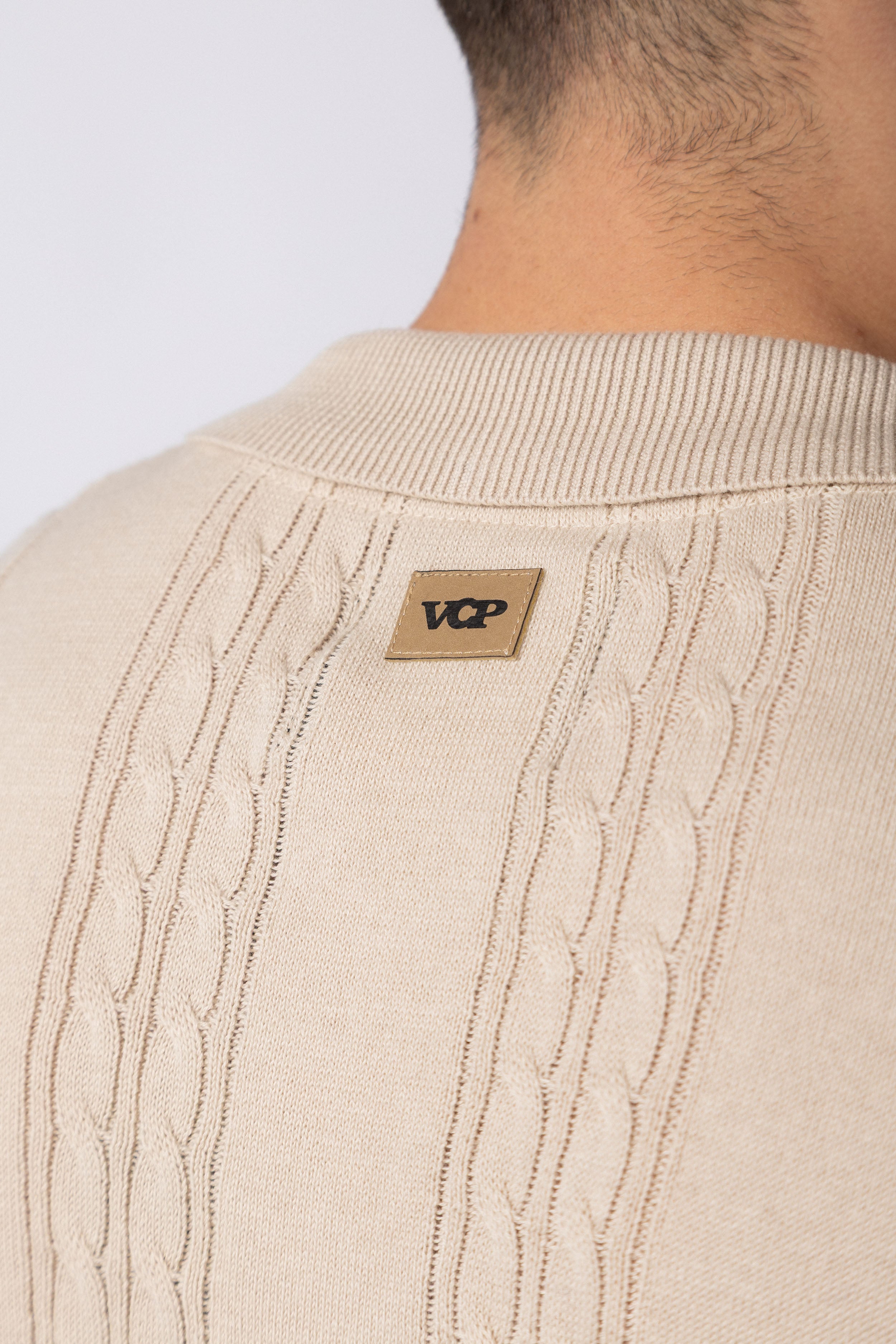 Camisa Manga Corta Tejida Mist Beige