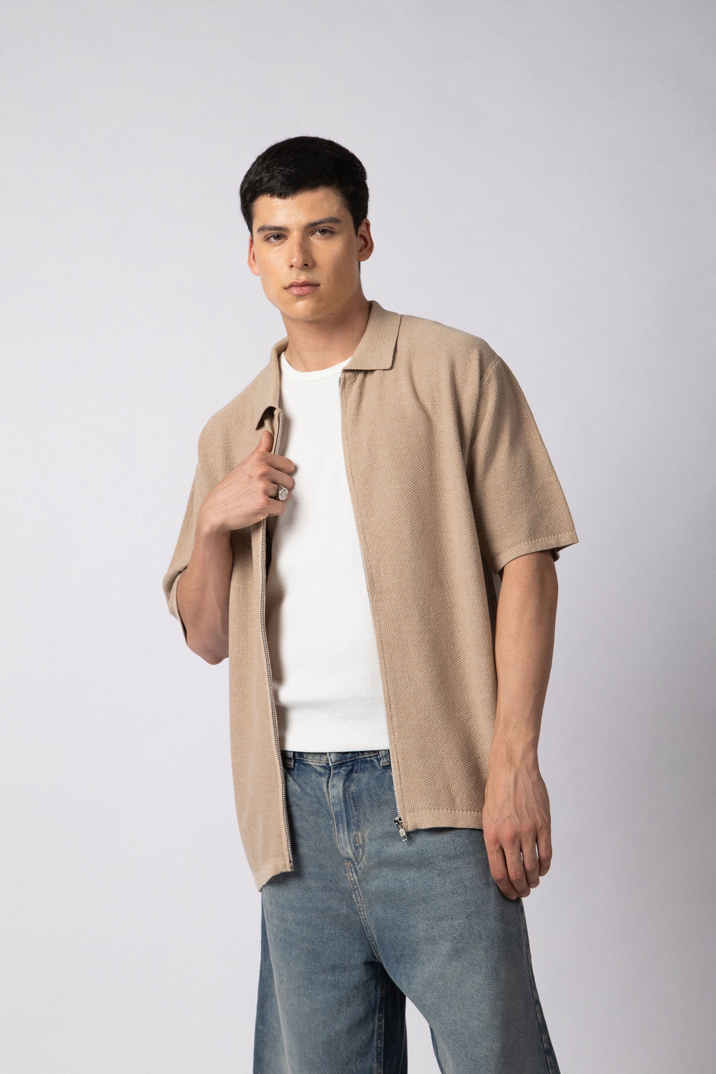 Chomba Tejida Rover Beige (c/ cierre)