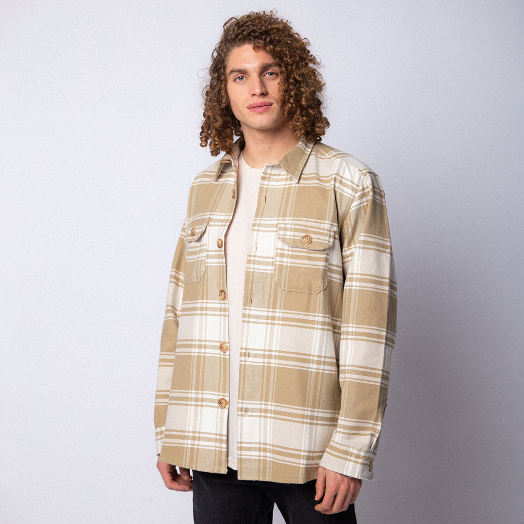 Camisaco Cipres Beige Cuadrille