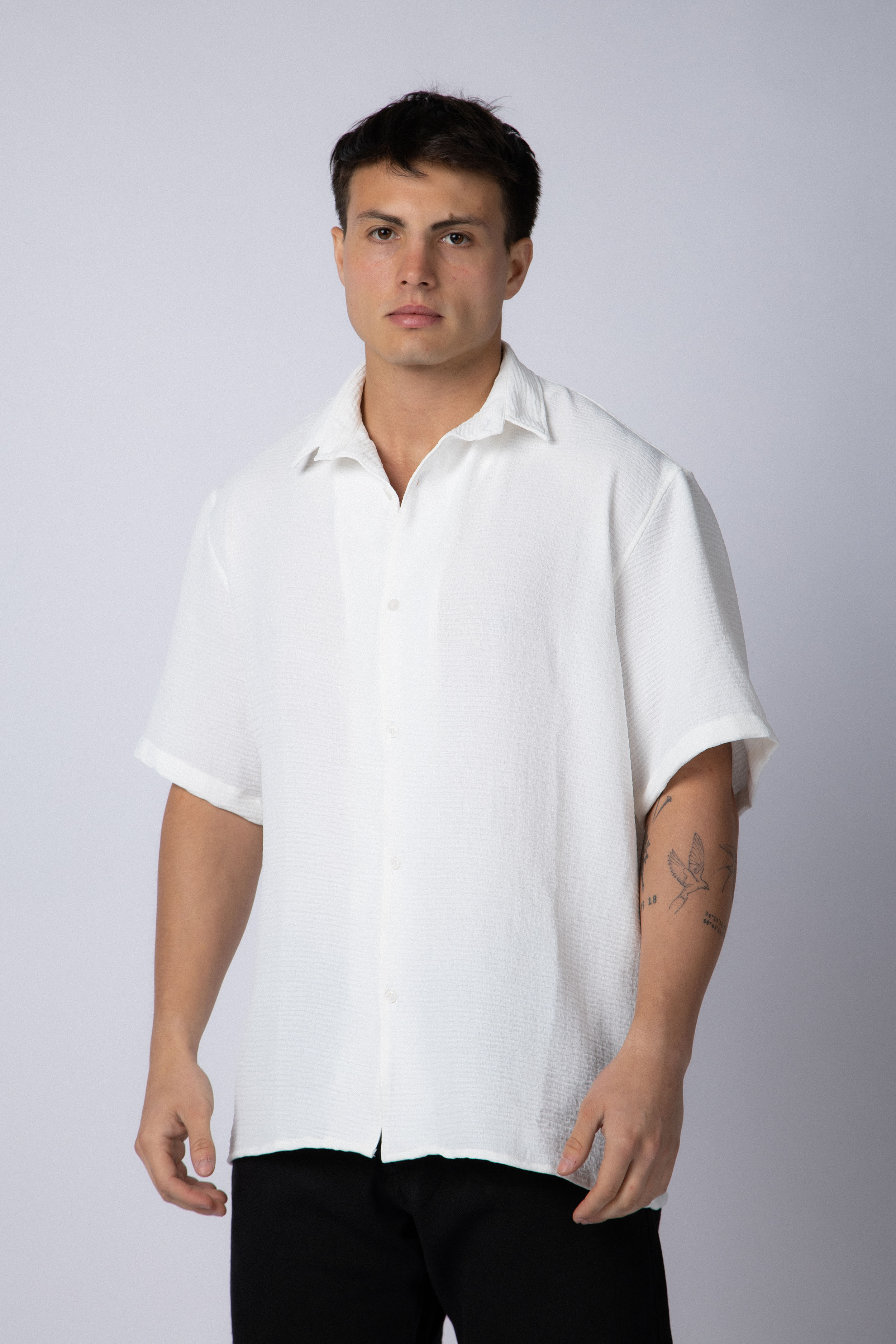 Camisa corta blanca sale