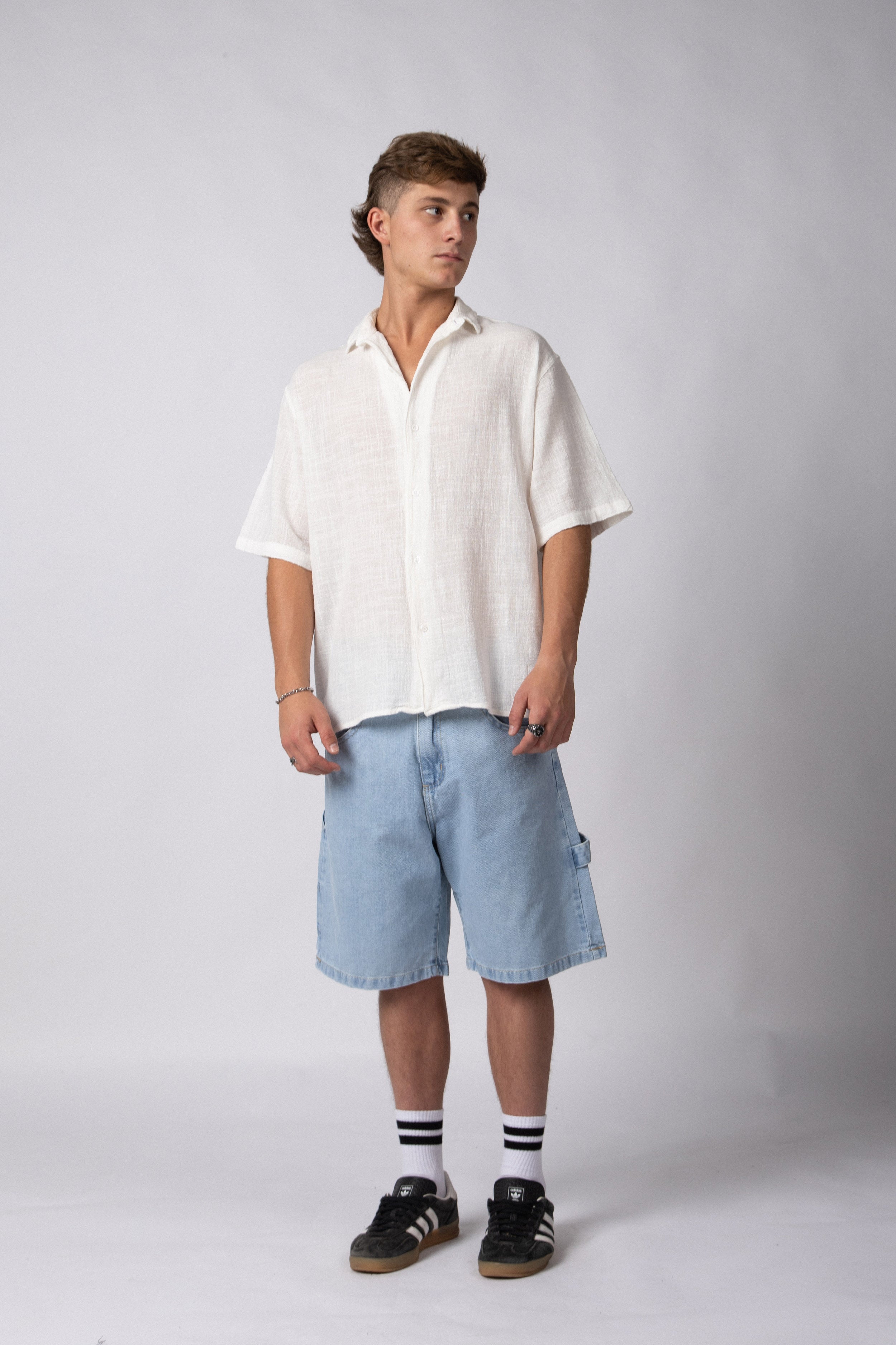 Camisa Manga Corta Lino Kara Blanca