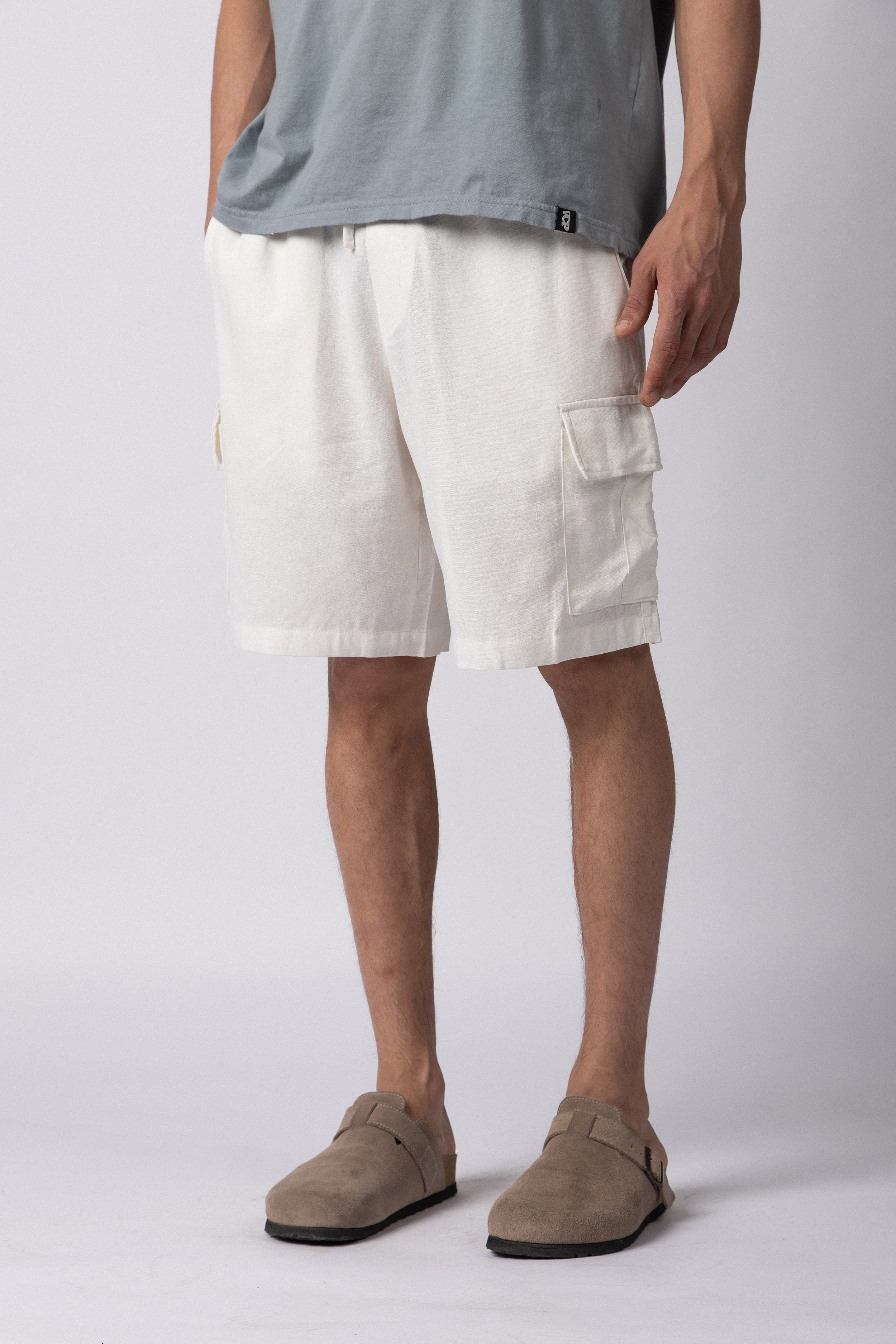 Bermuda Lino Cargo Yuno Blanca