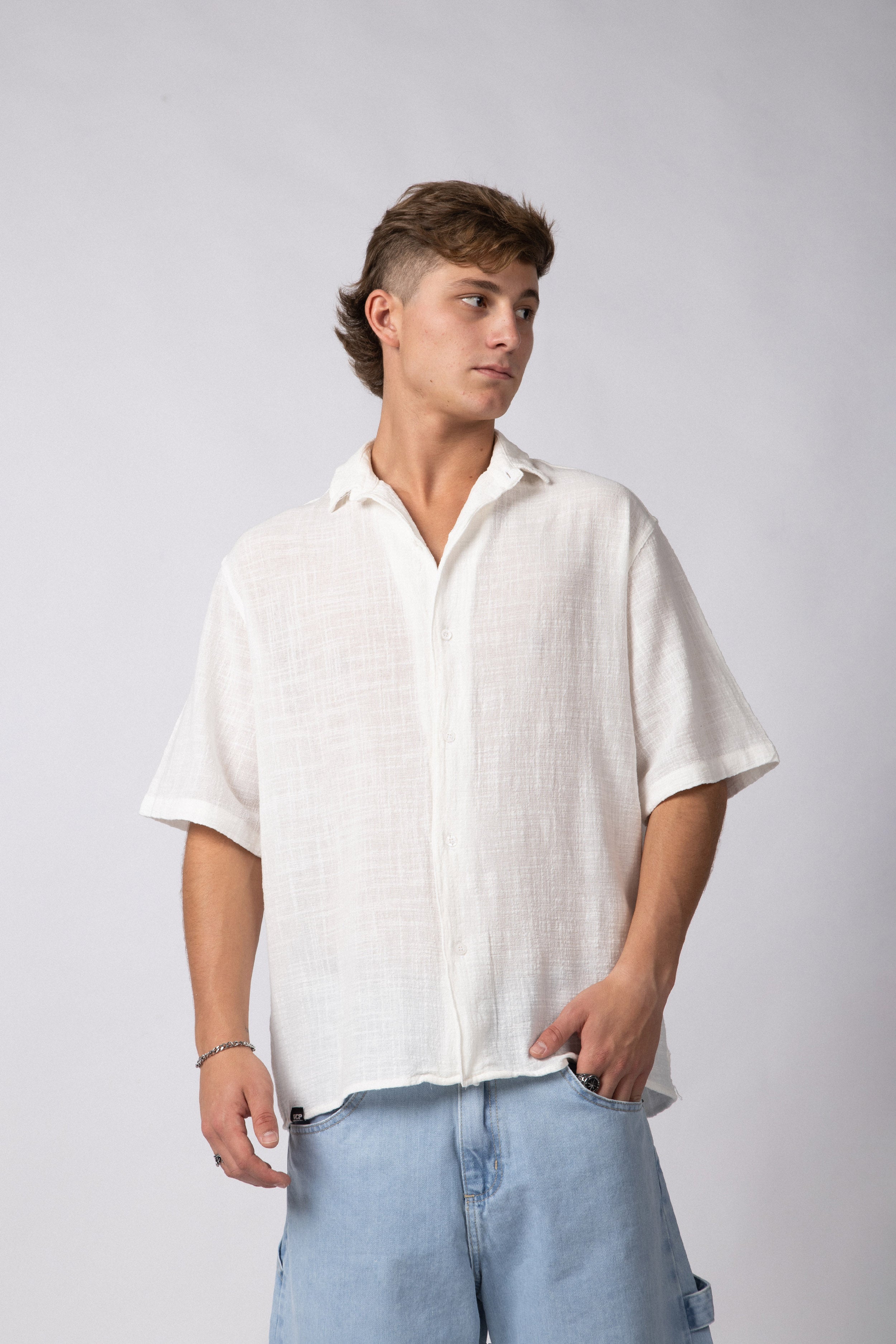 Camisa Manga Corta Lino Kara Blanca