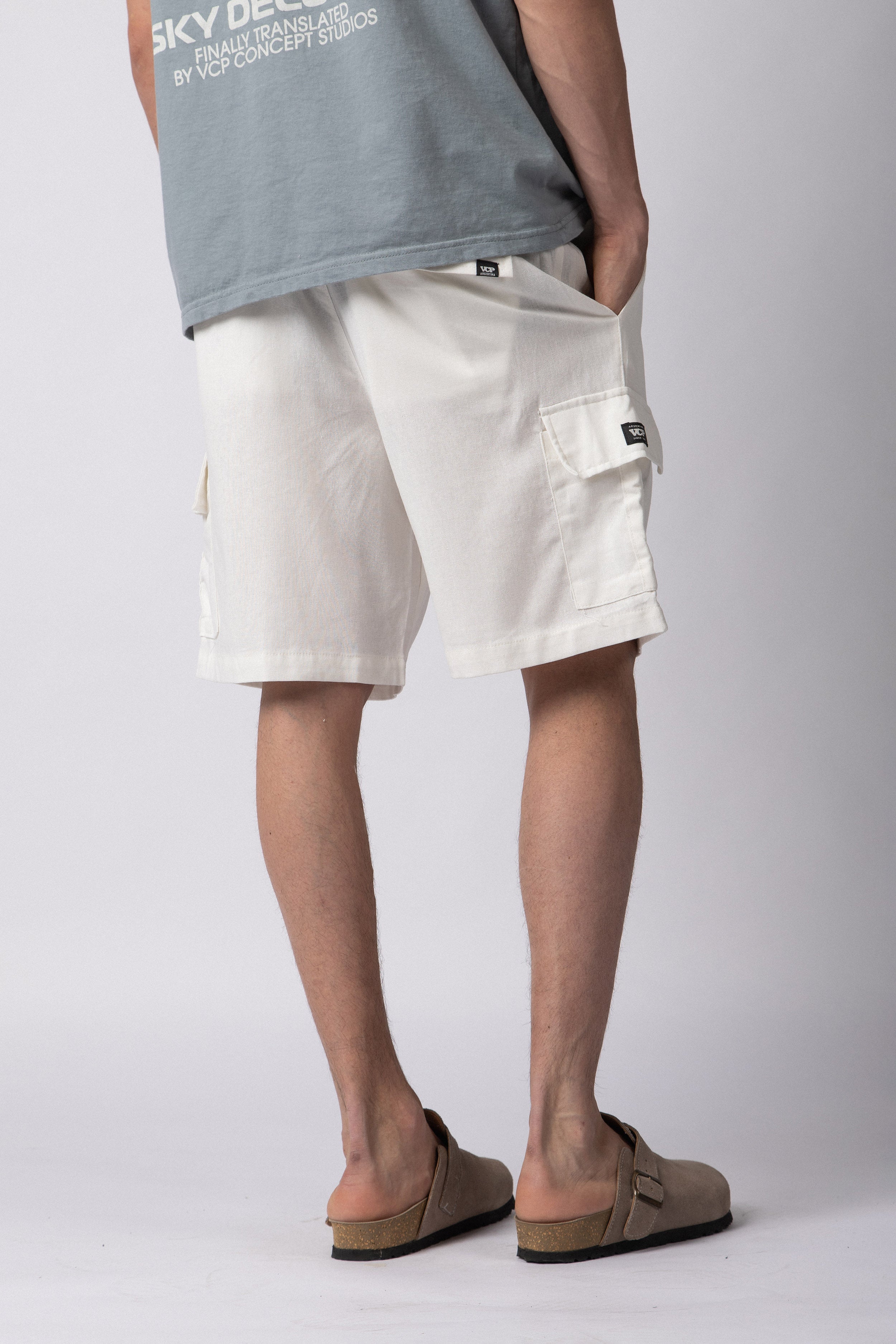Bermuda Lino Cargo Yuno Blanca