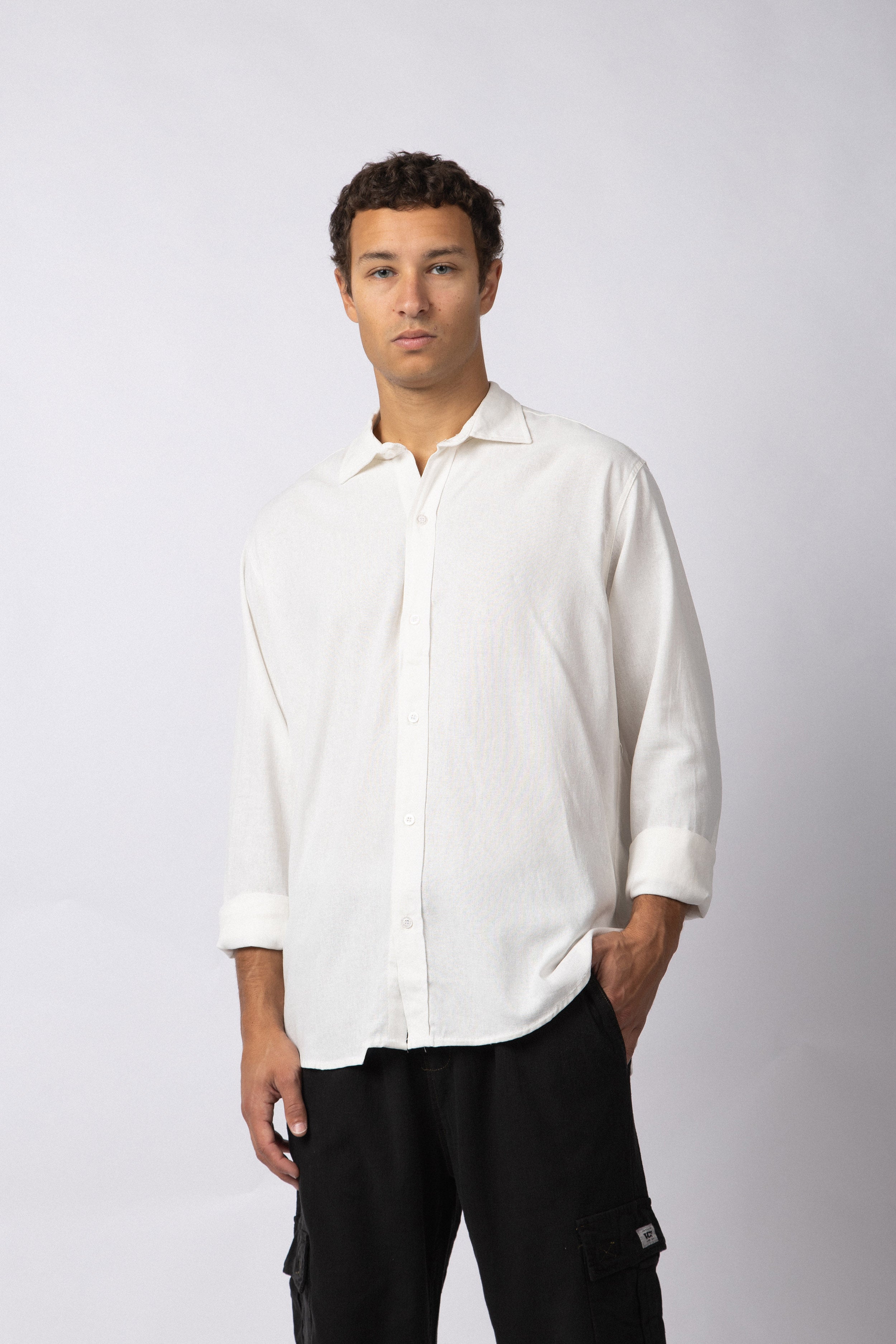 Camisa Manga Larga Lino Raze Blanca