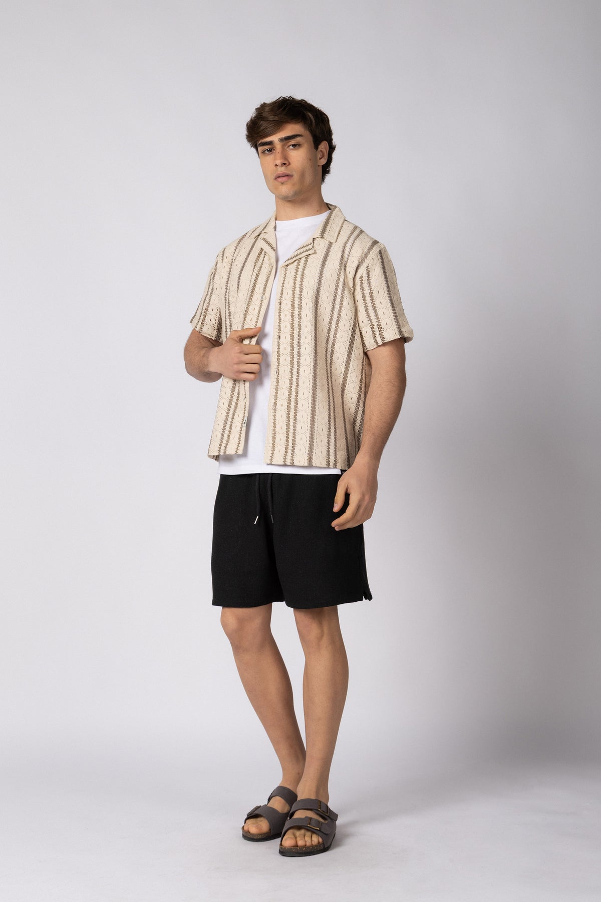 Camisa Manga Corta Crochet Steam Beige