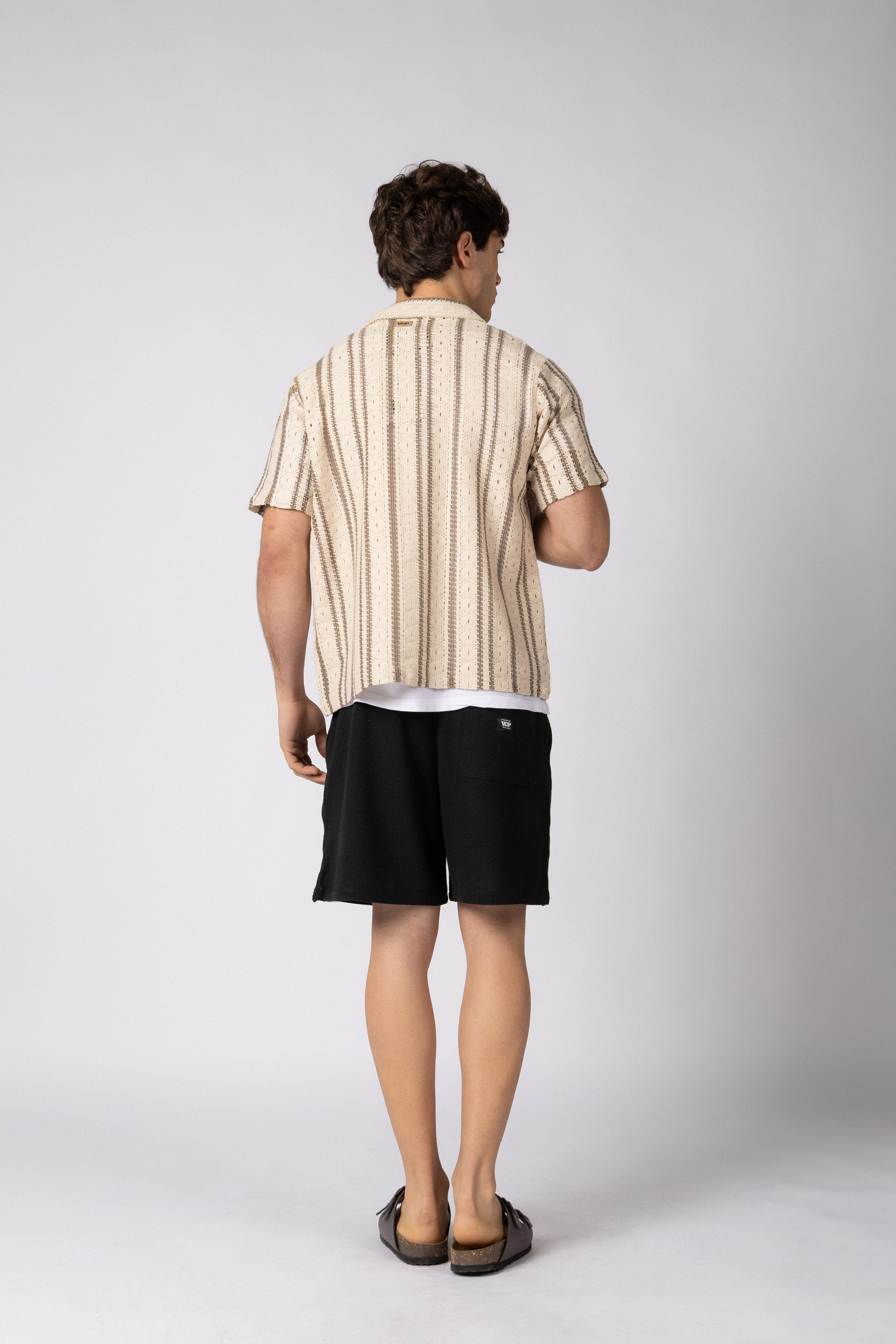 Camisa Manga Corta Crochet Steam Beige