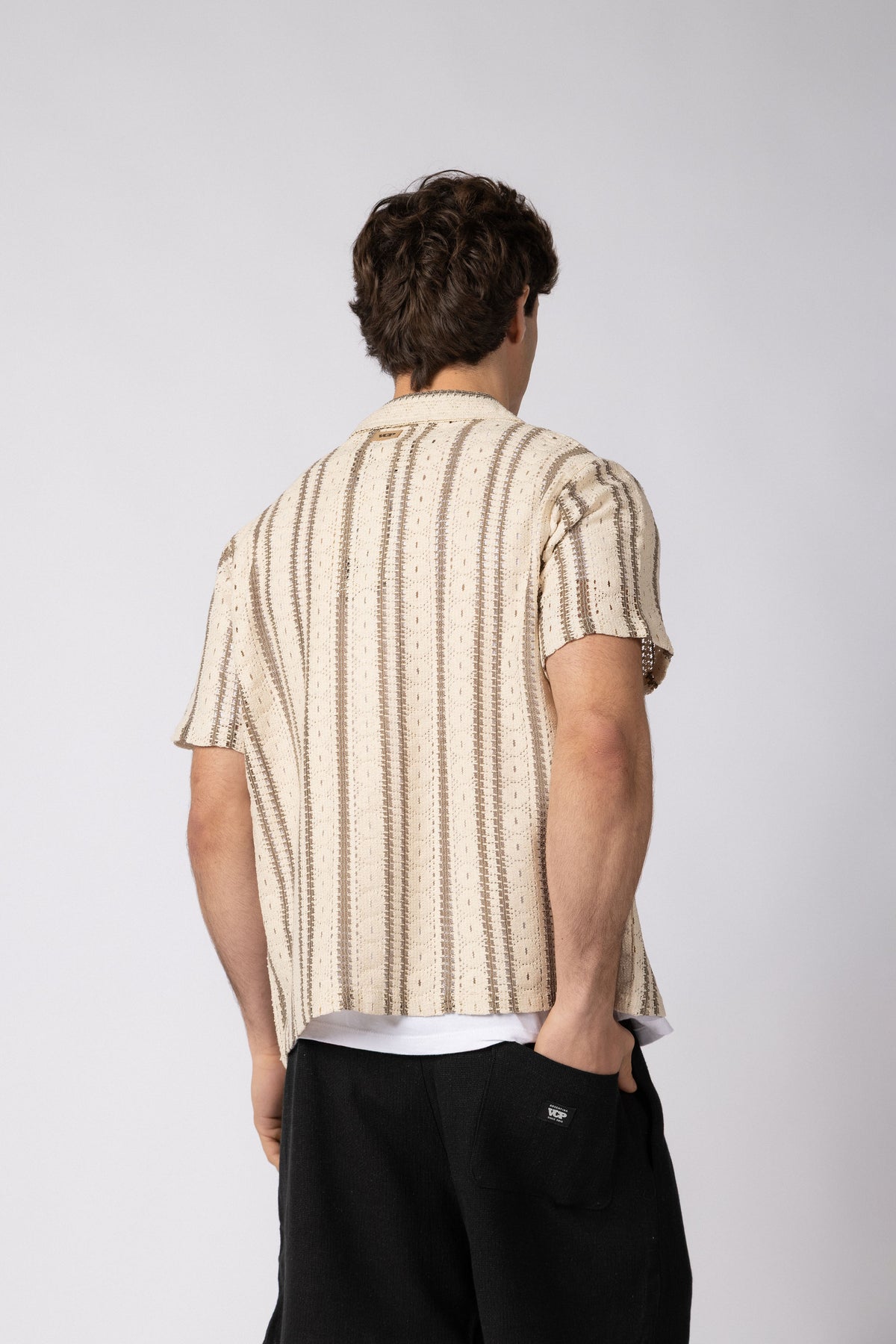 Camisa Manga Corta Crochet Steam Beige