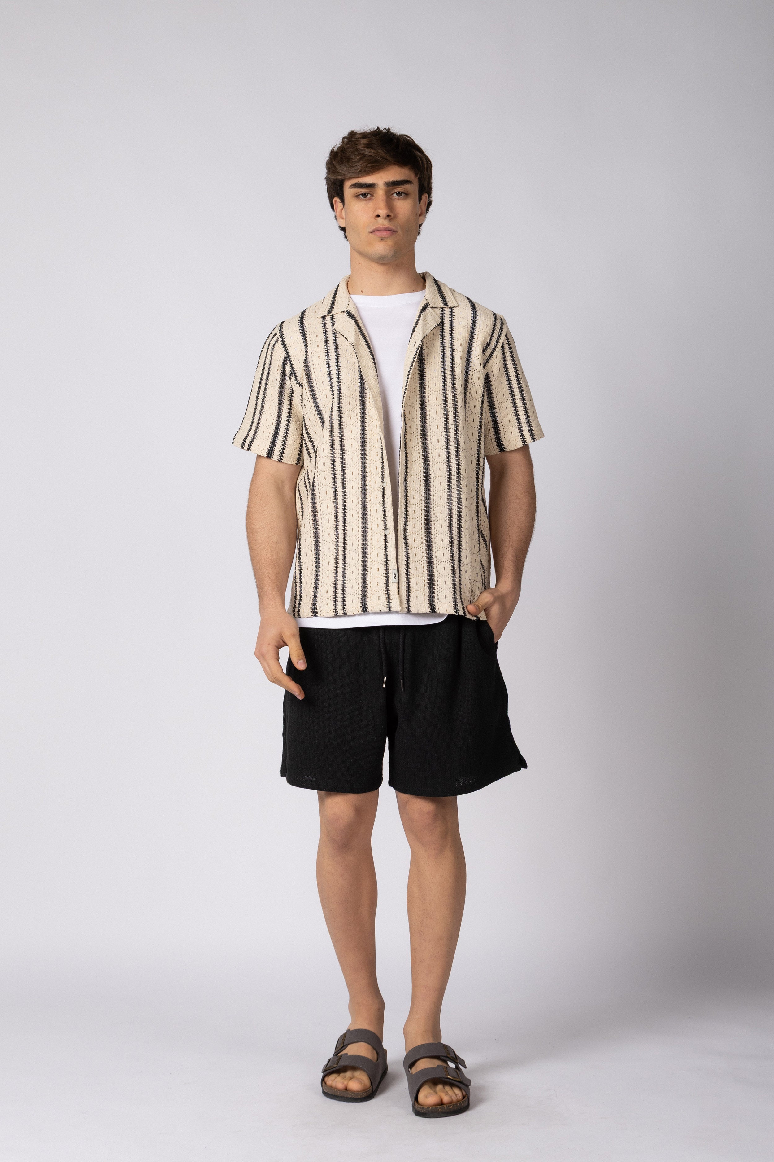Camisa Manga Corta Crochet Steam Crudo