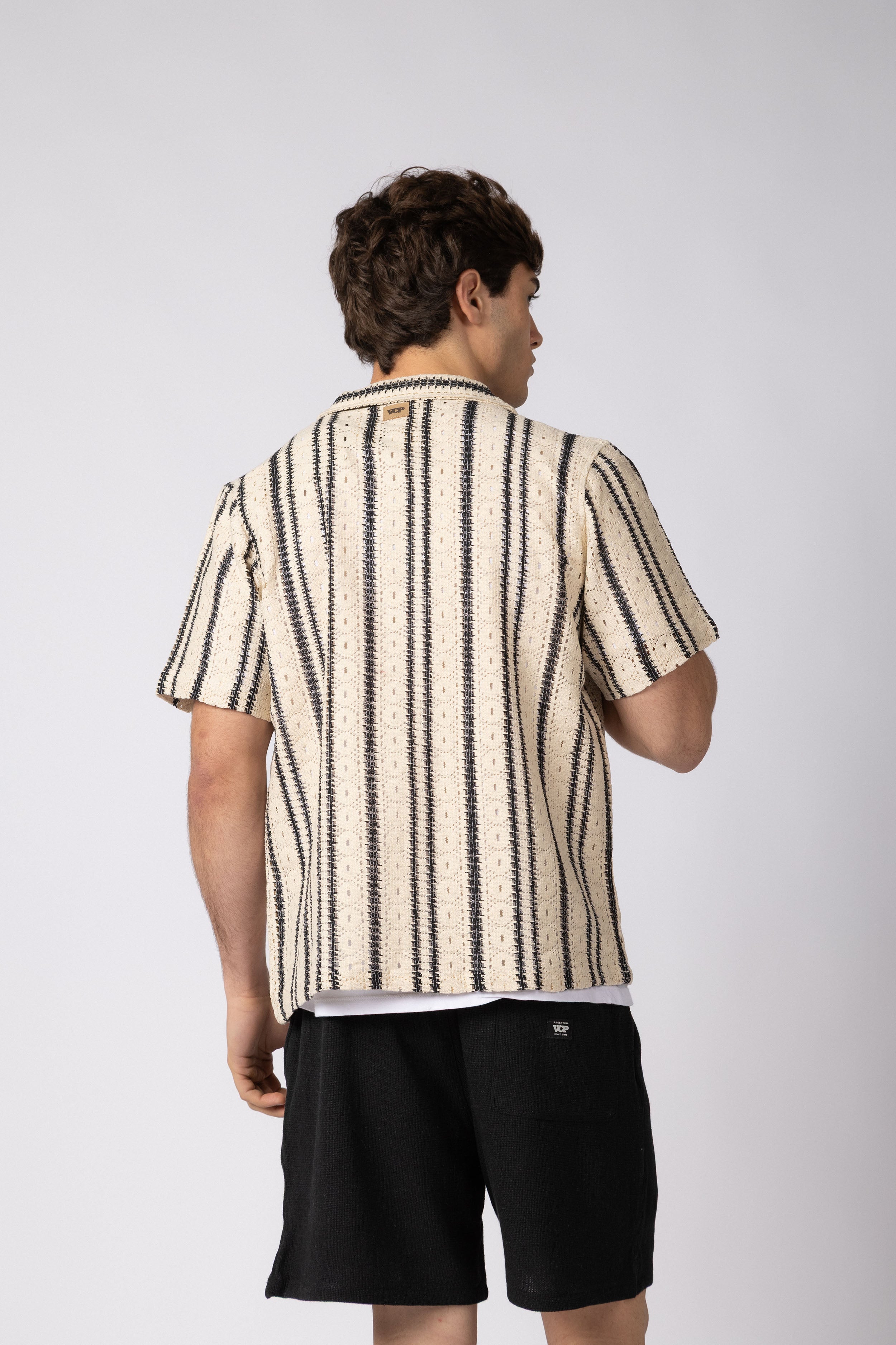 Camisa Manga Corta Crochet Steam Crudo