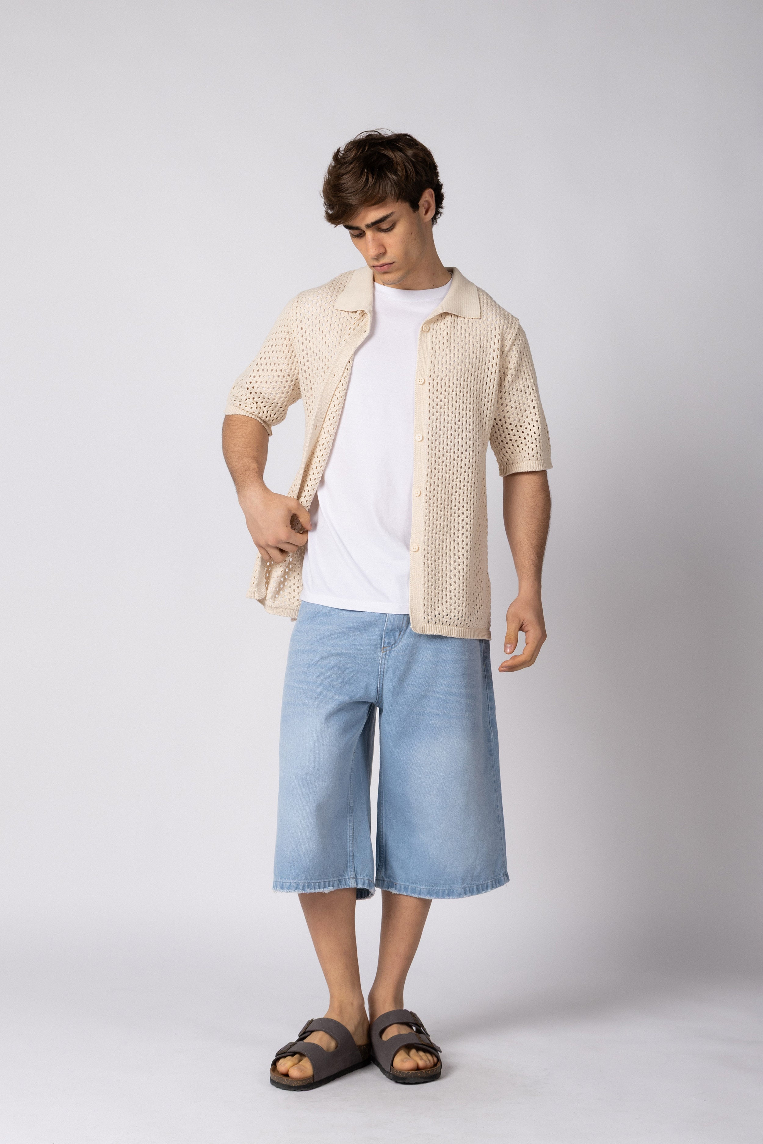 Camisa Manga Corta Tejida Lumen Crudo