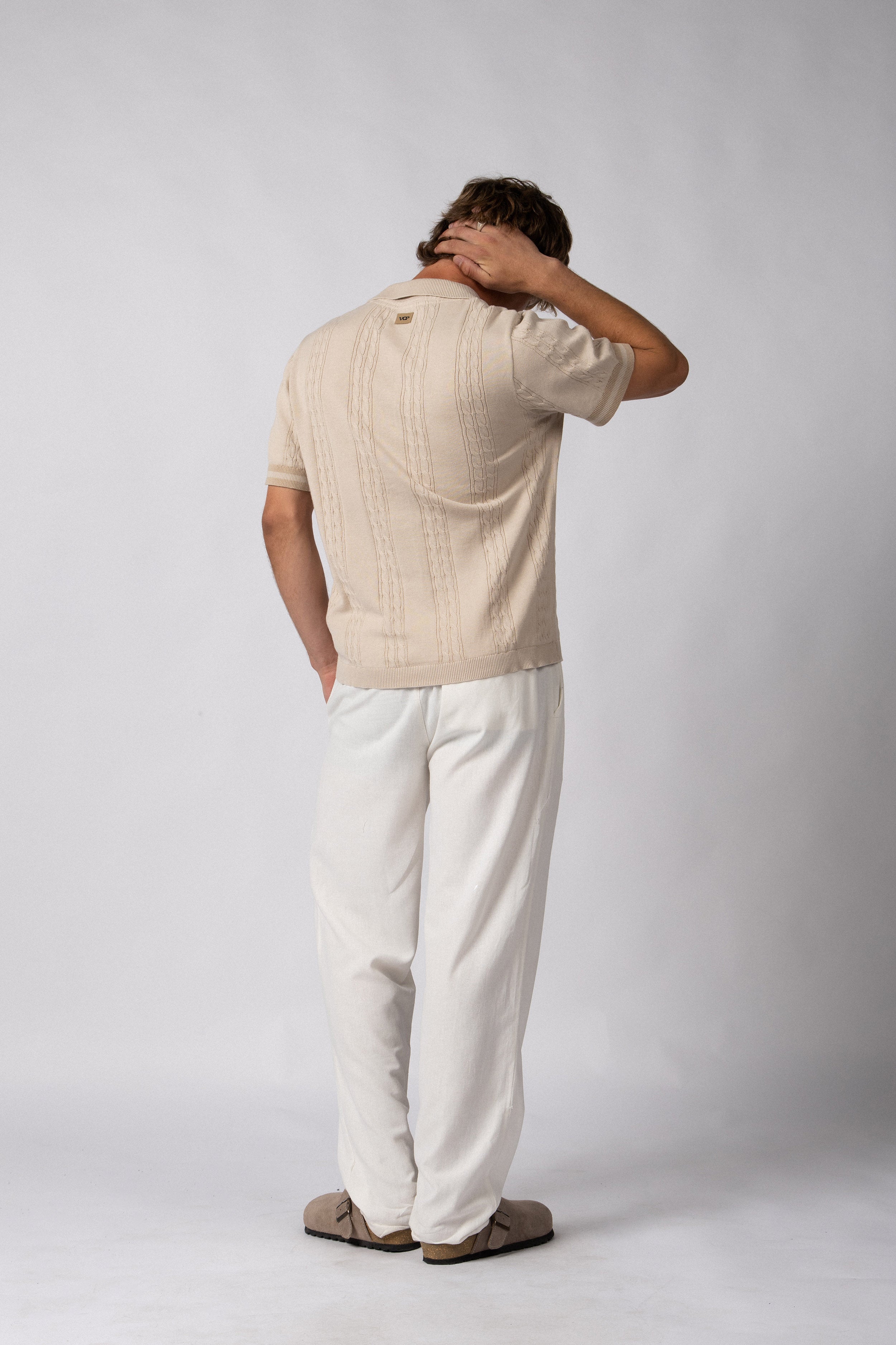 Camisa Manga Corta Tejida Mist Beige