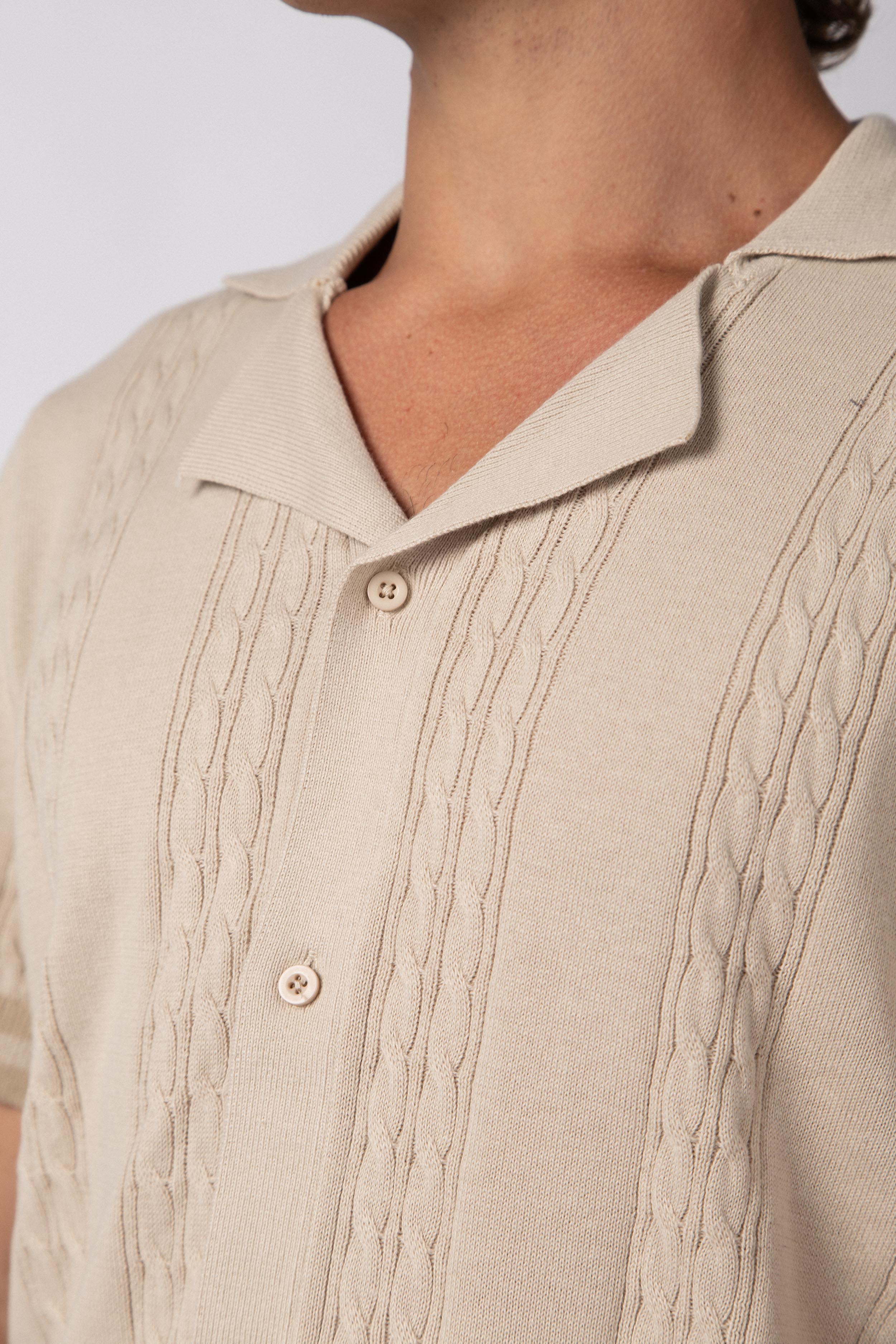 Camisa Manga Corta Tejida Mist Beige