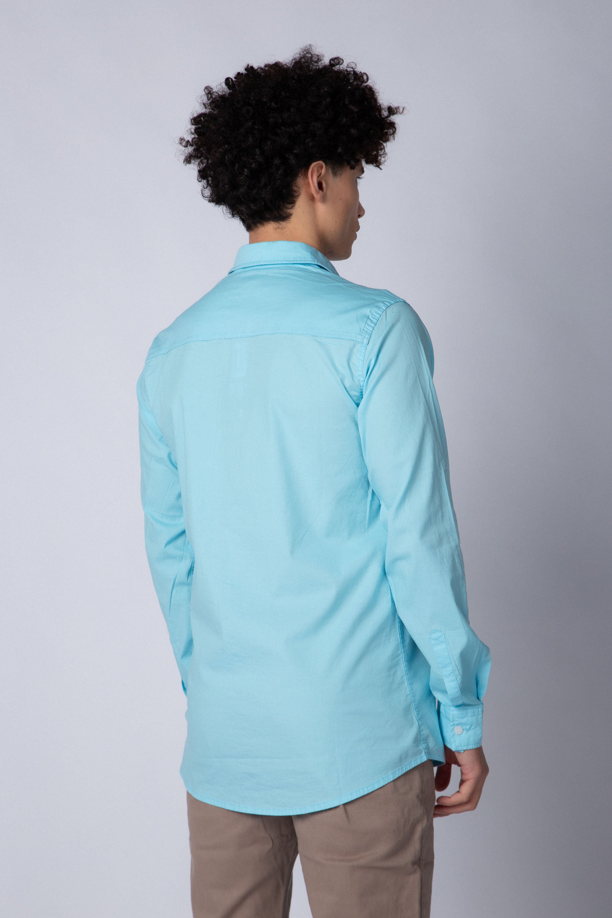 Camisa Manga Larga Clasica Celeste