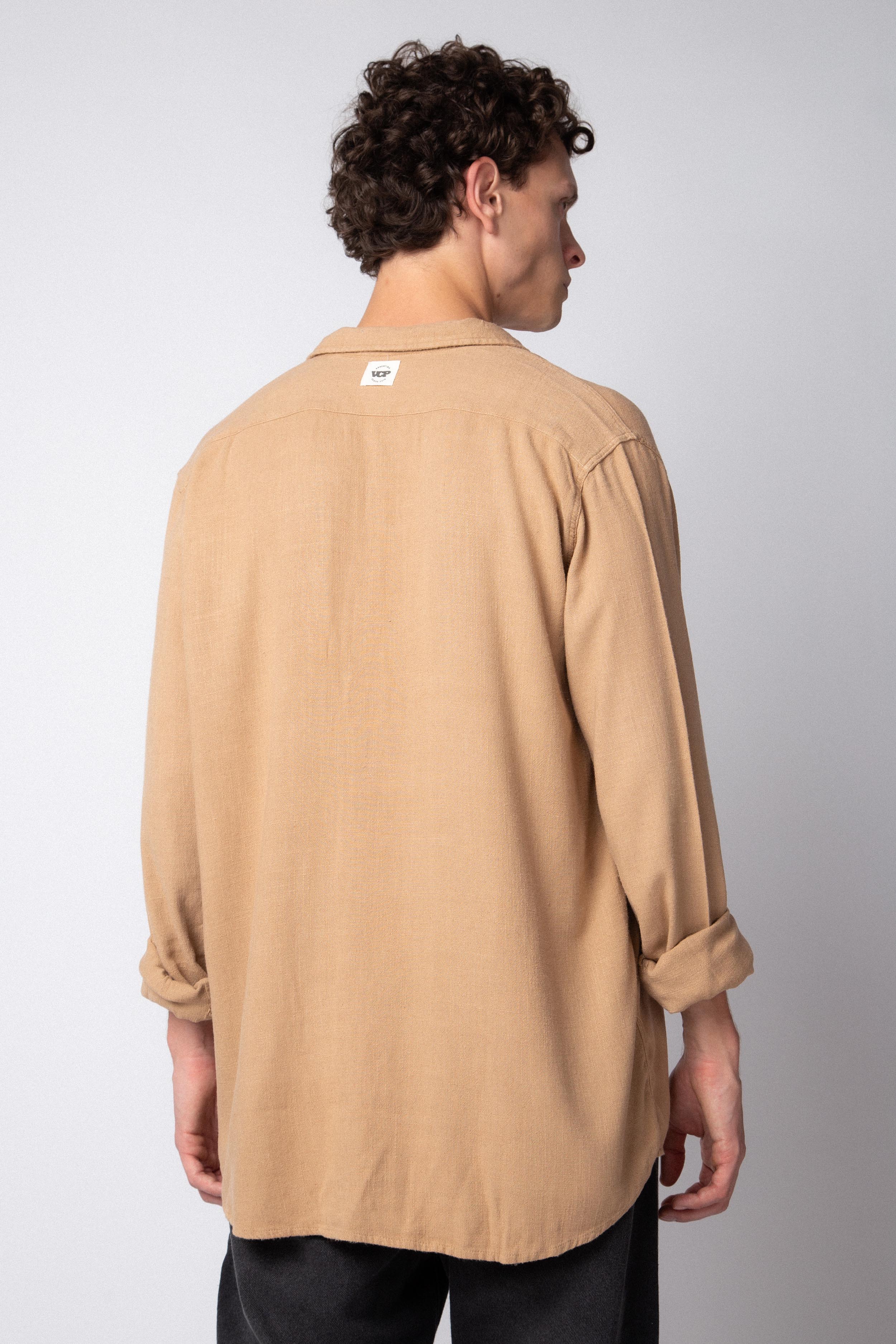 Camisa Manga Larga Lino Grau Camel