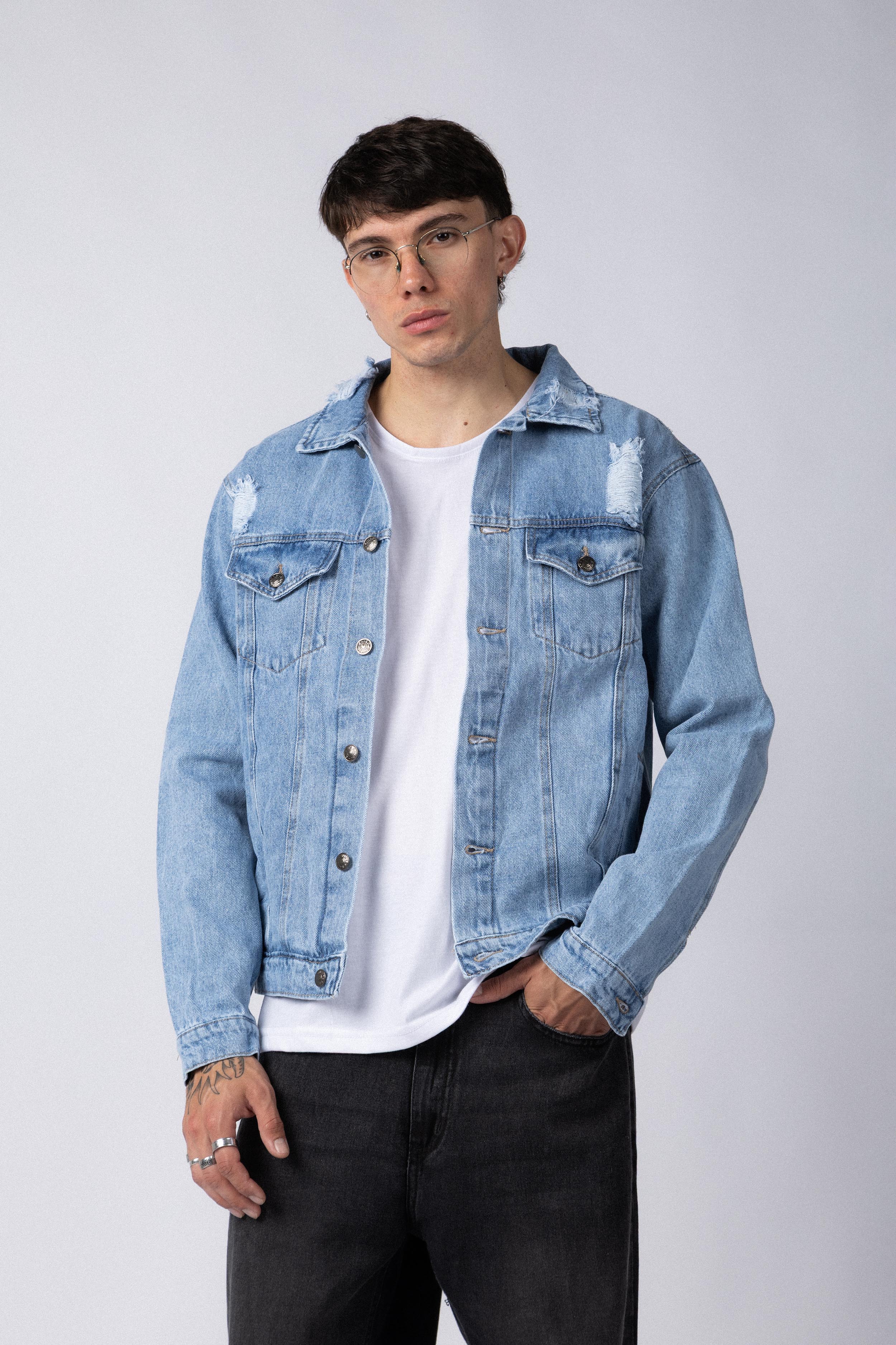 Campera Jean Cowens Tears Celeste