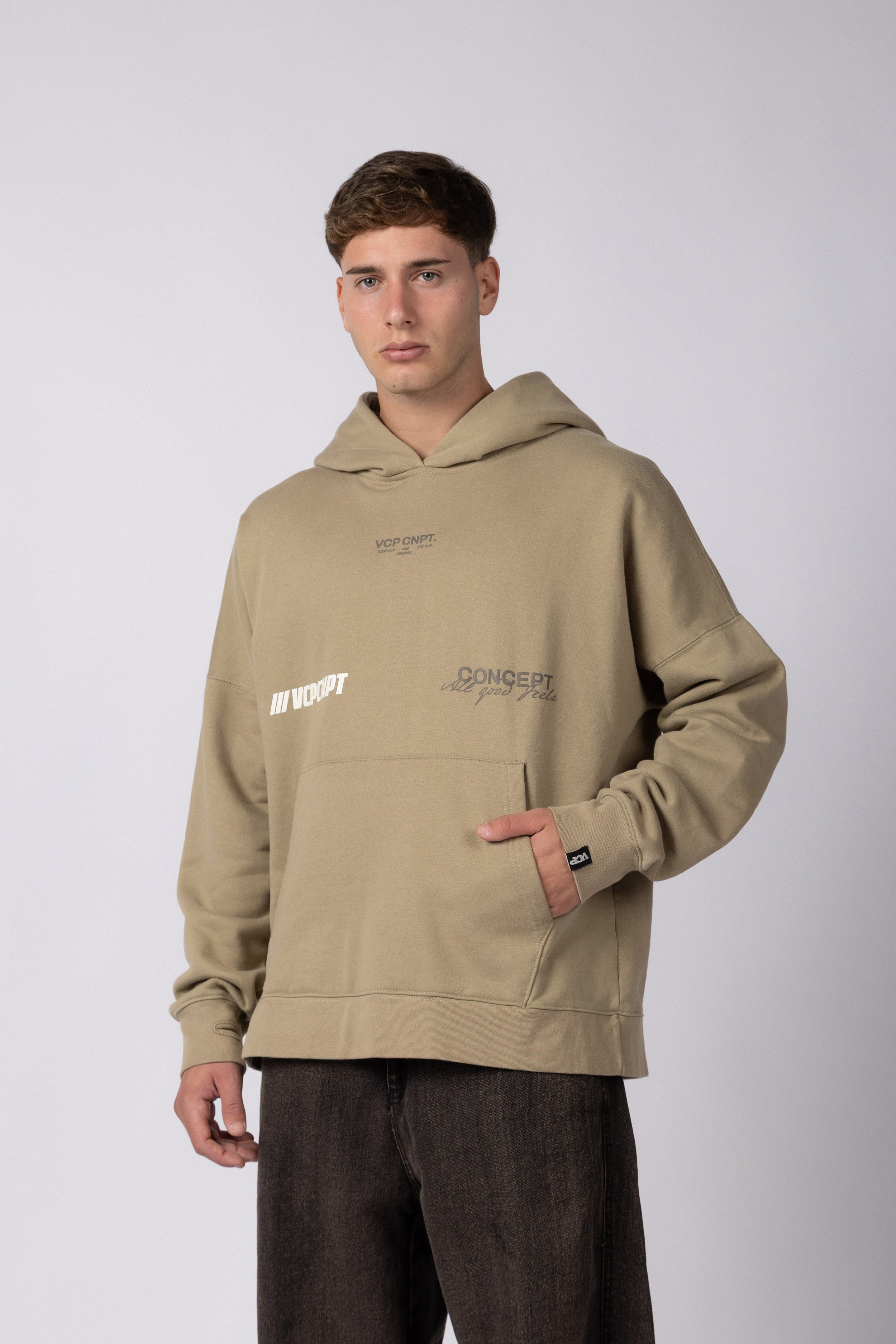 Buzo Canguro Flok Crest Beige