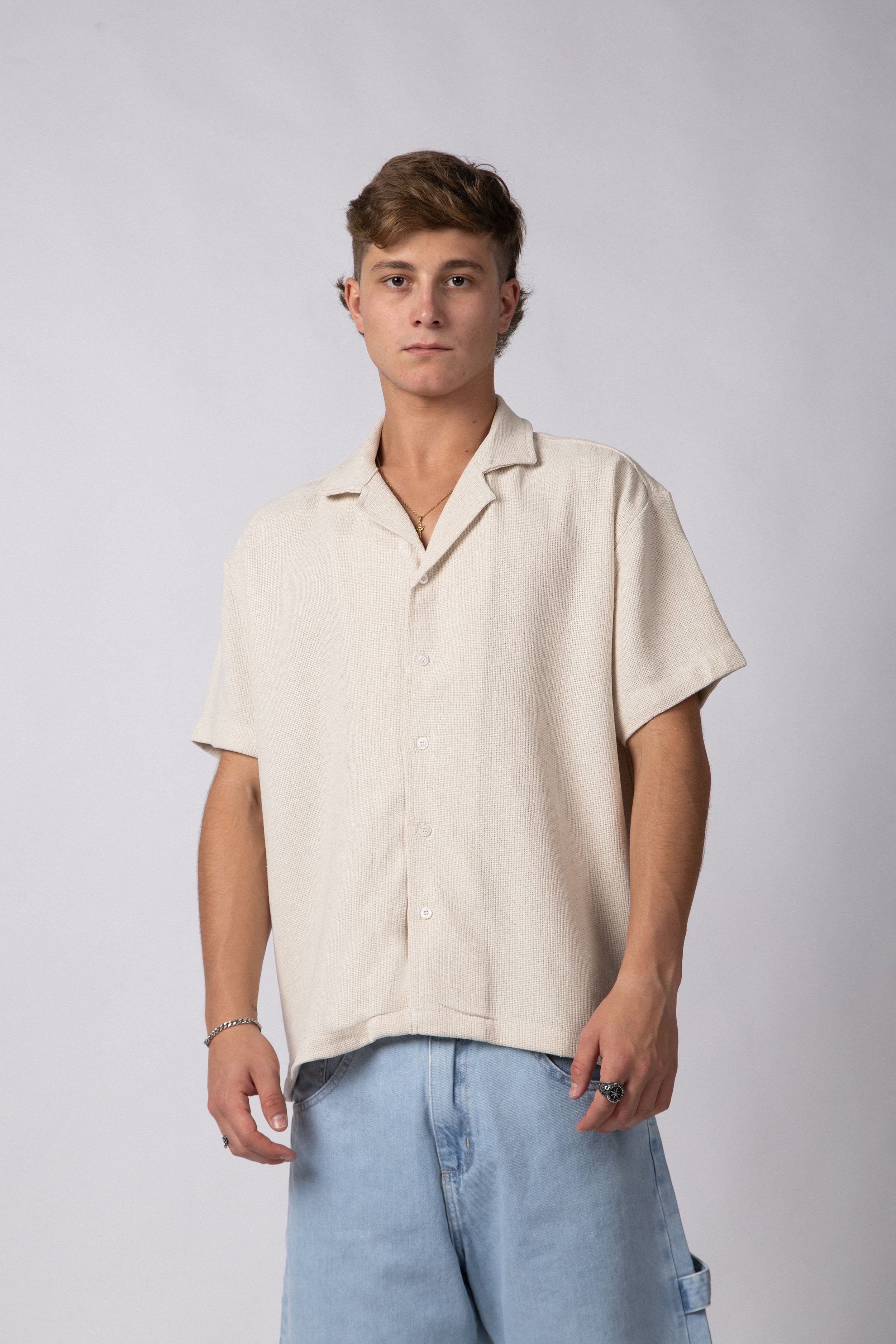 Camisa Manga Corta Lino Mont Crudo