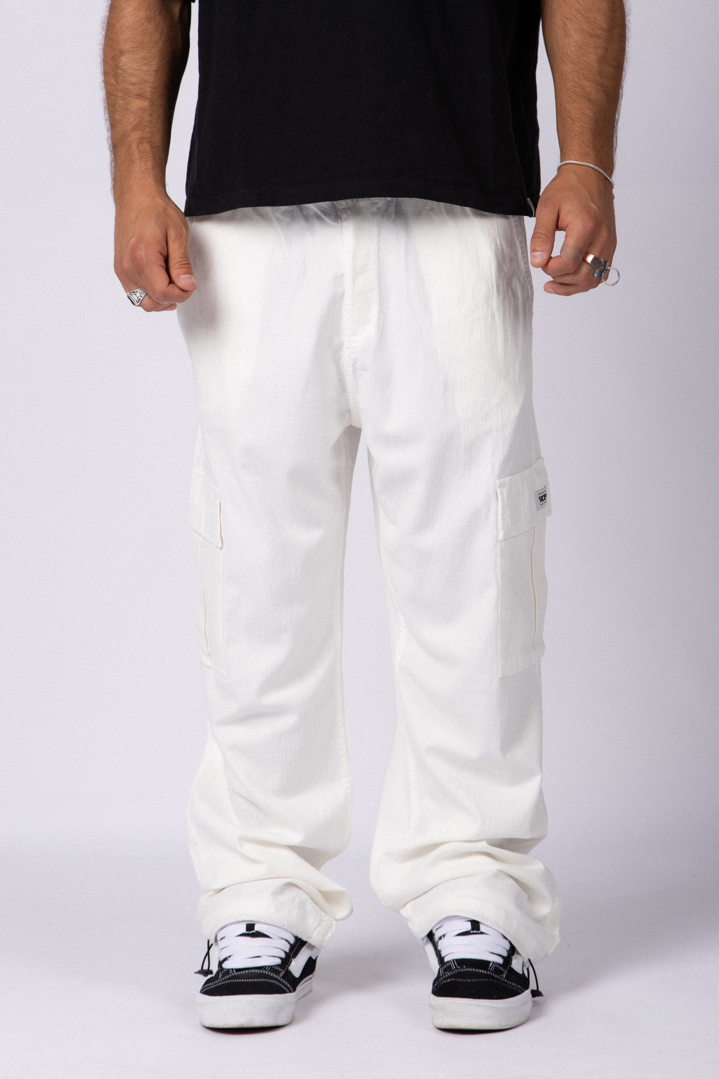 Pantalon Cargo Lino Taro Crudo