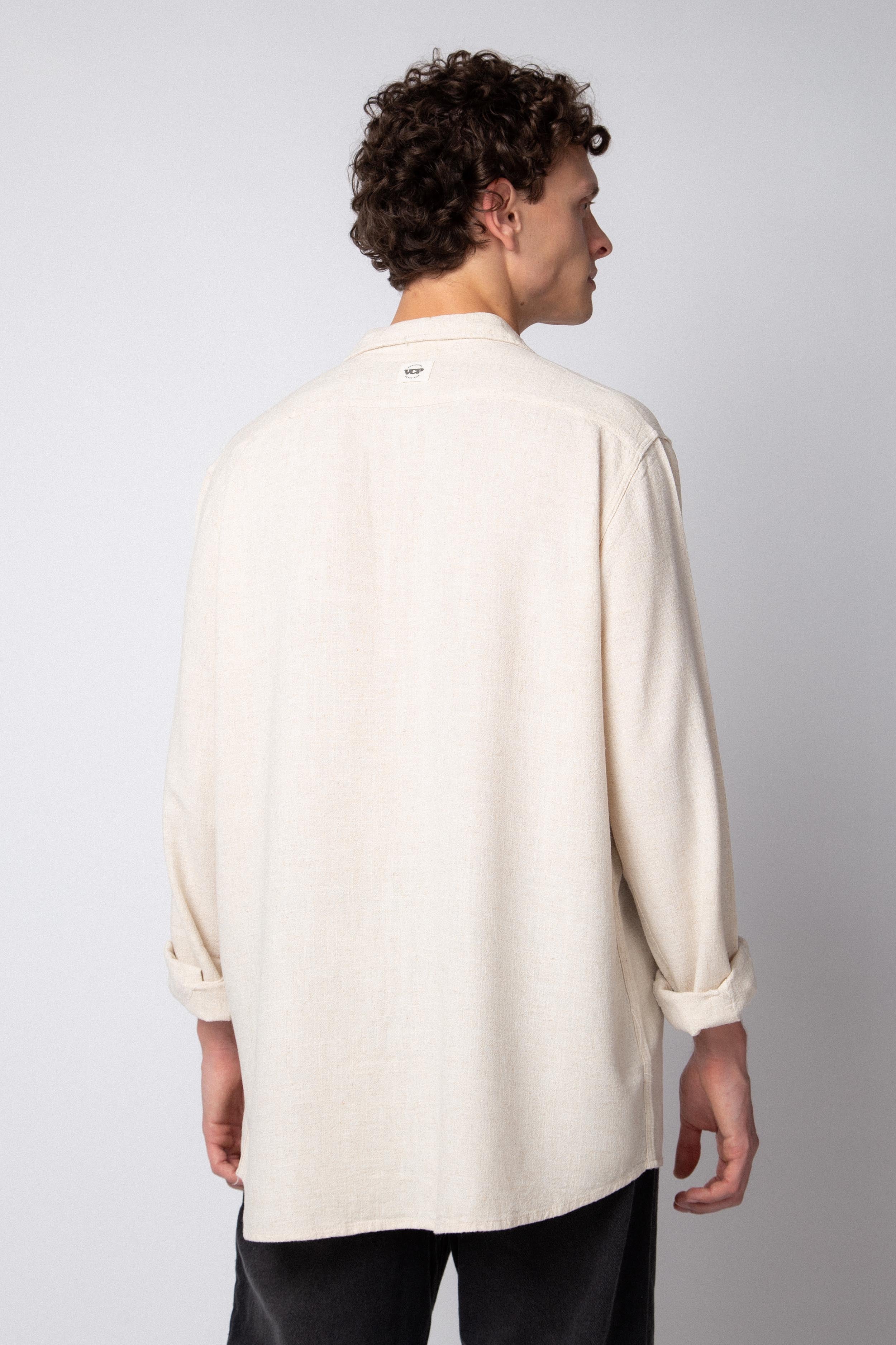 Camisa Manga Larga Lino Grau Crudo