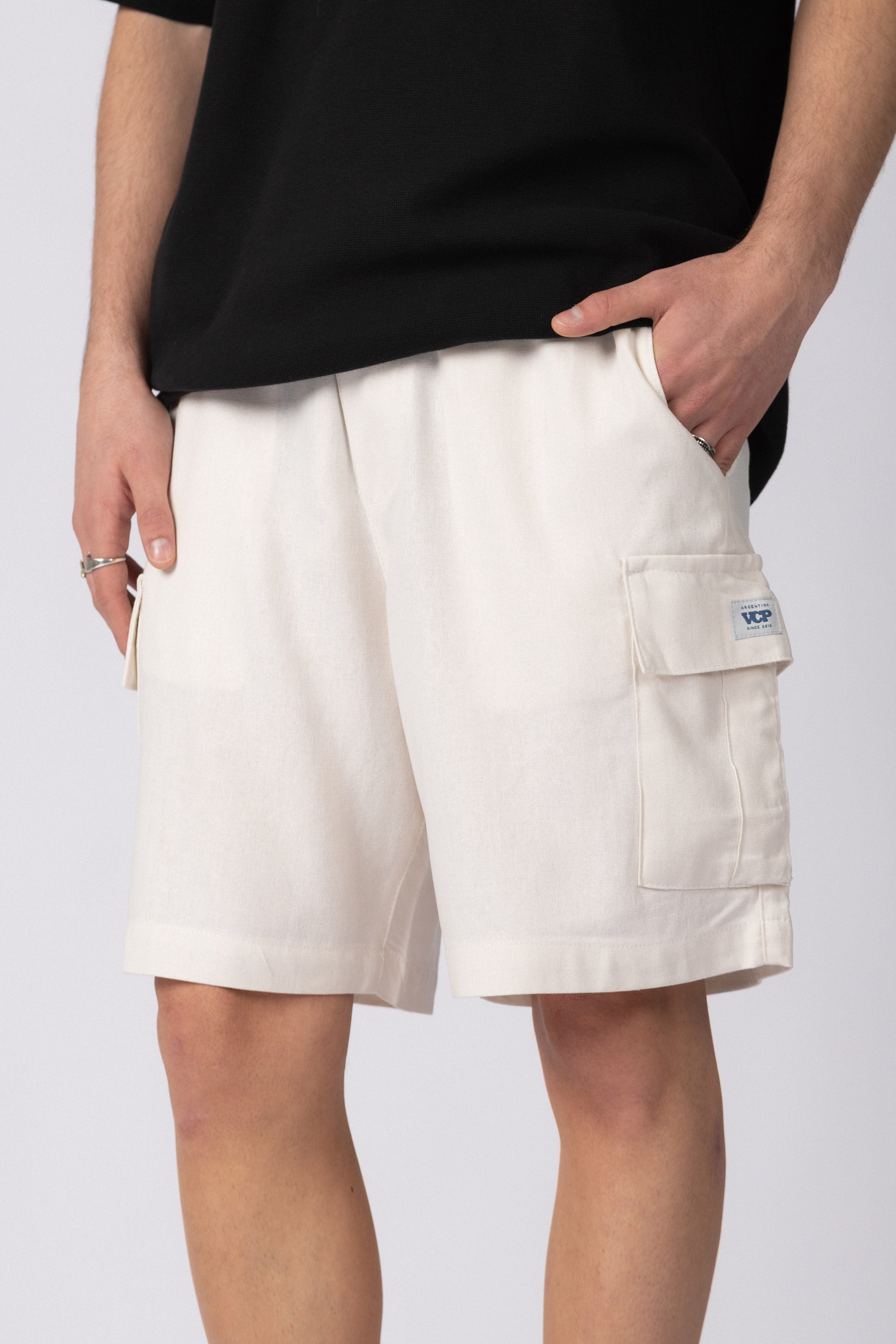 Bermuda Lino Cargo Zuma Crudo