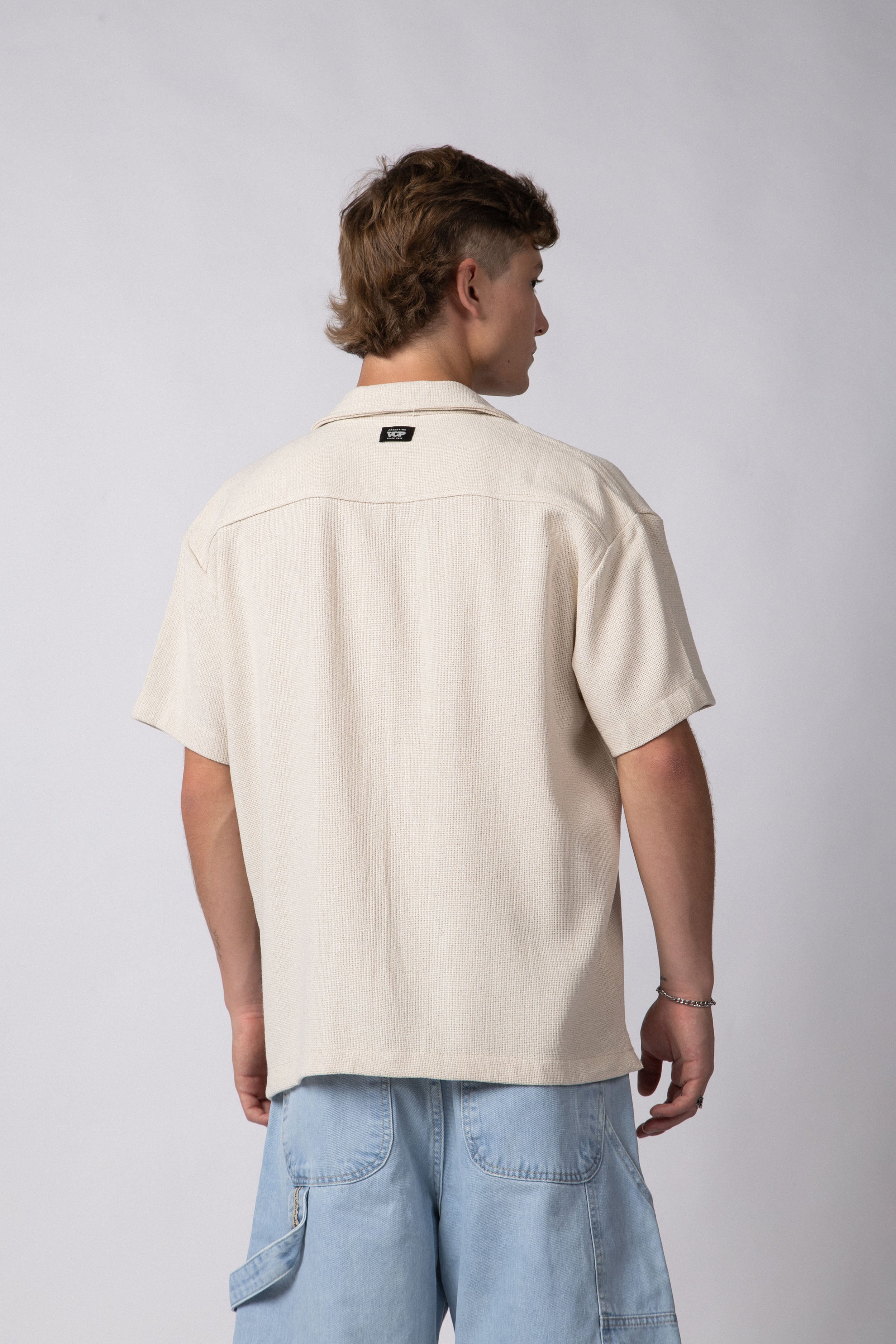 Camisa Manga Corta Lino Mont Crudo