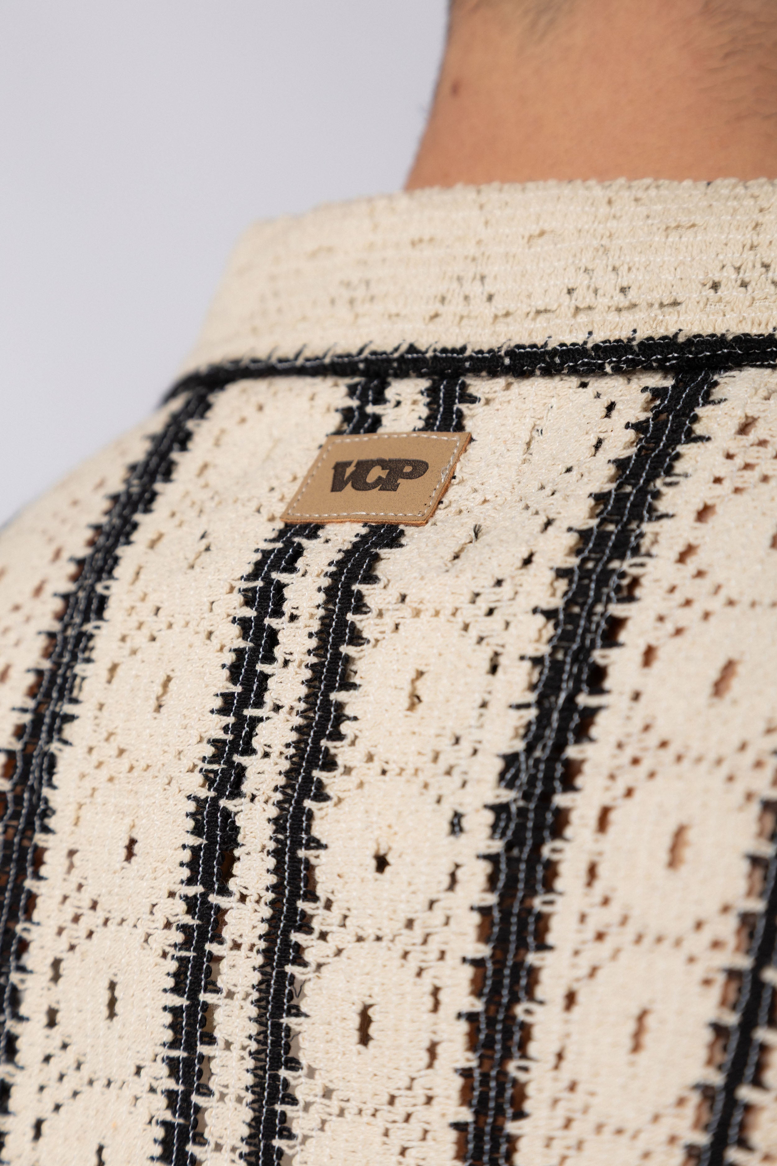 Camisa Manga Corta Crochet Steam Crudo