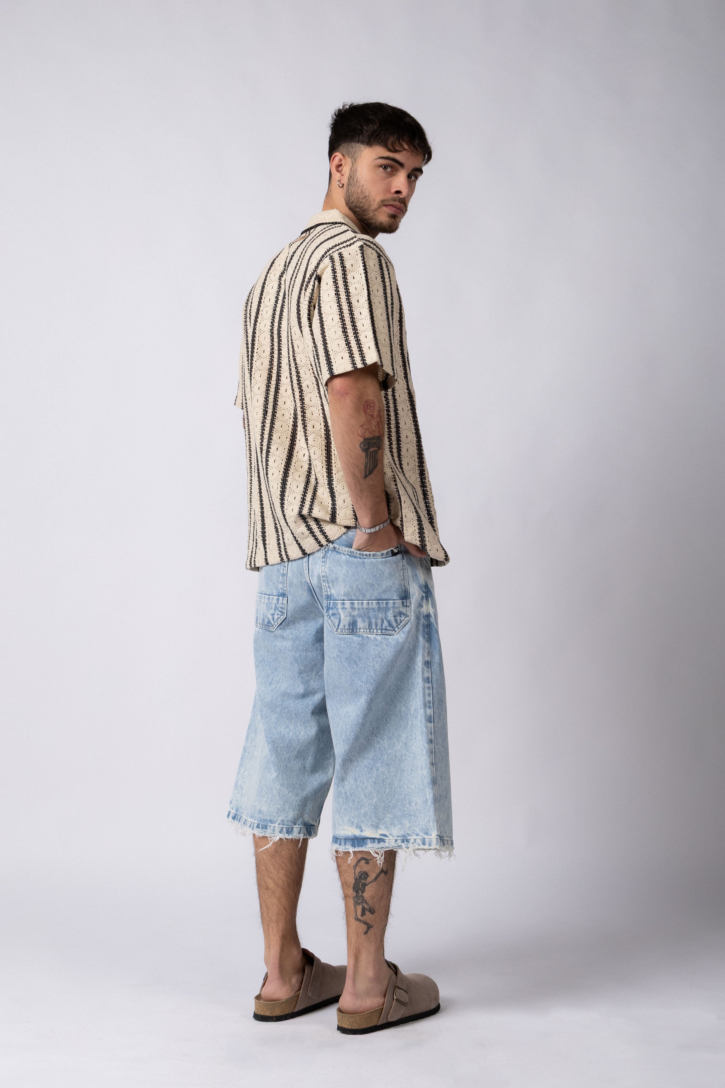 Camisa Manga Corta Crochet Steam Crudo