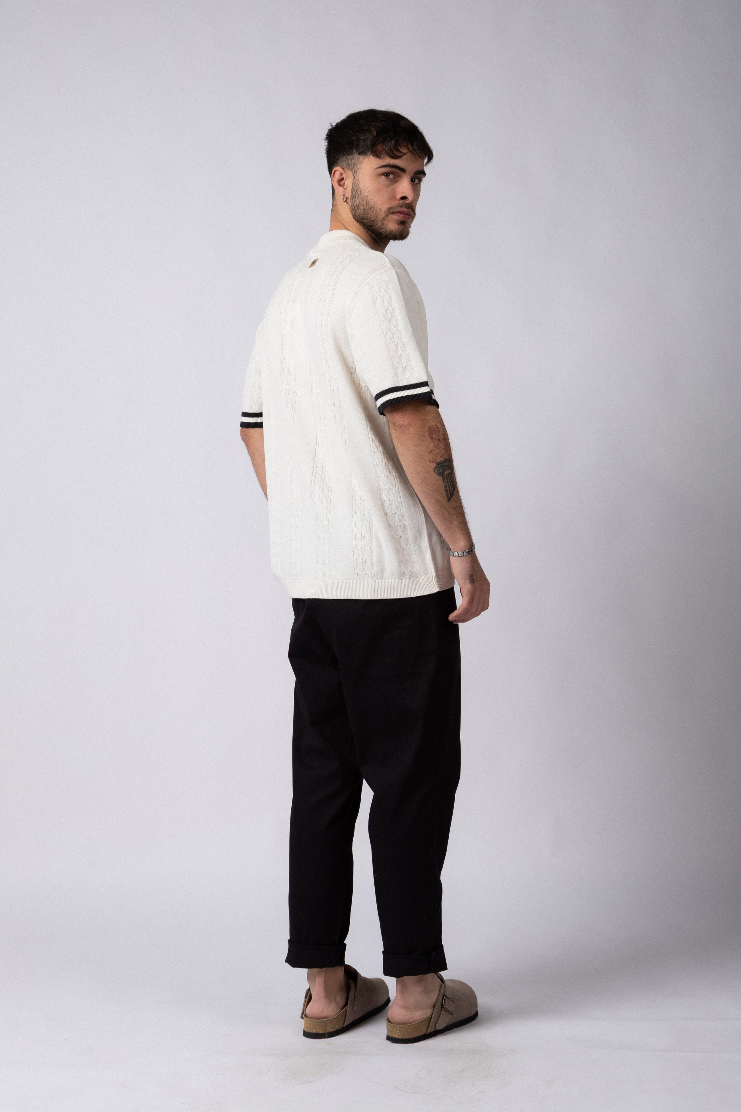 Camisa Manga Corta Tejida Mist Crudo N