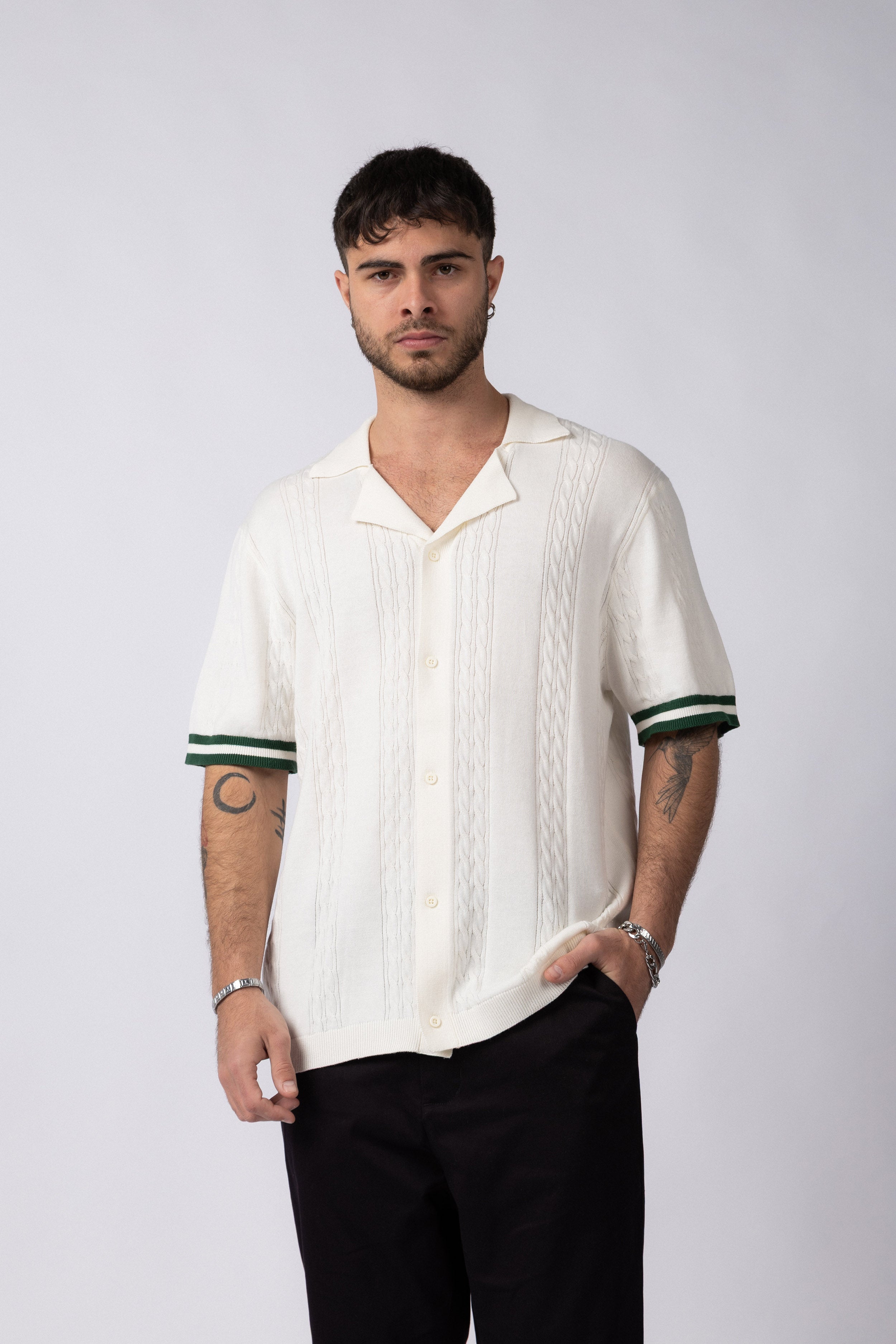 Camisa Manga Corta Tejida Mist Crudo V