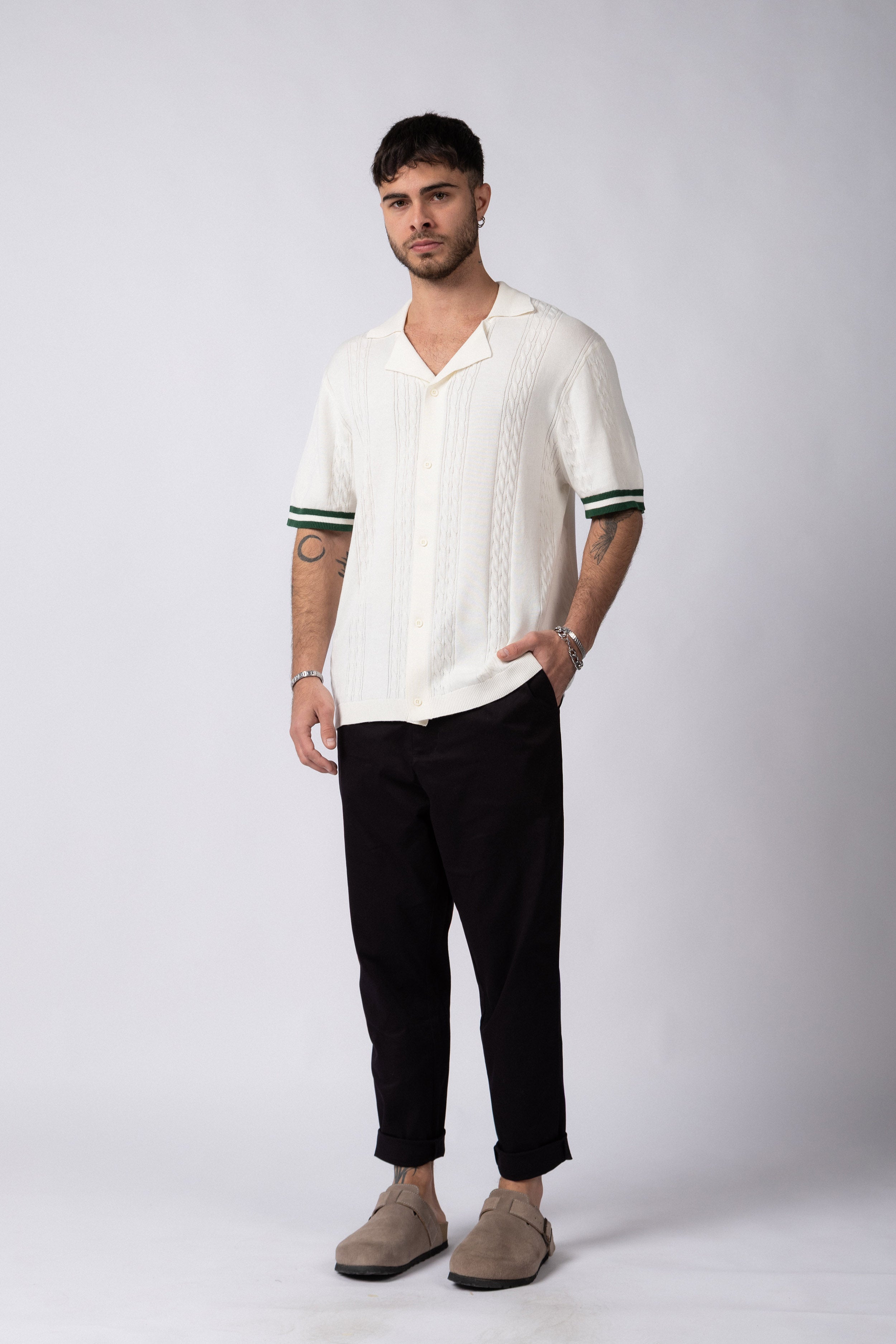 Camisa Manga Corta Tejida Mist Crudo V
