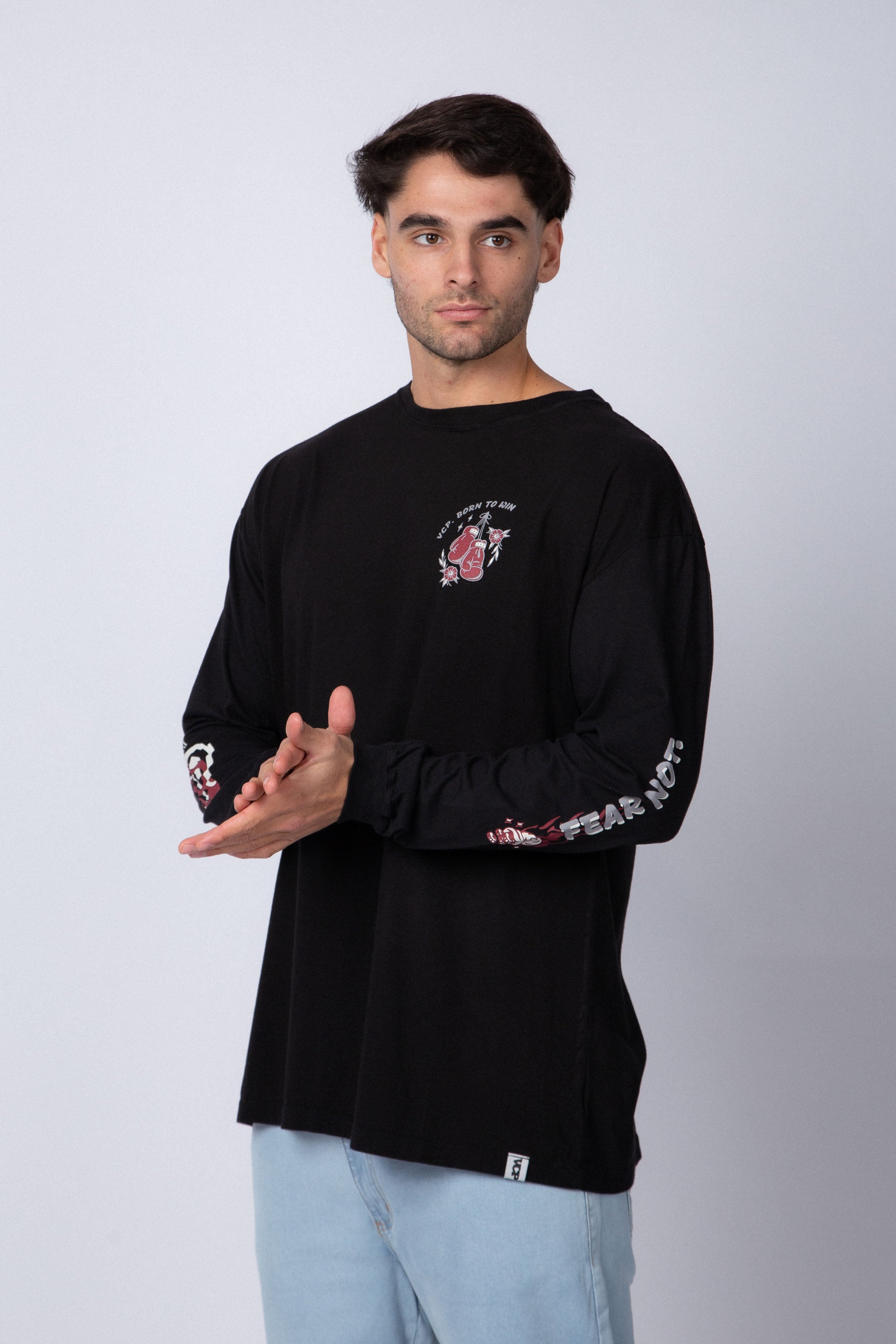 Remera Manga Larga Fear Negra