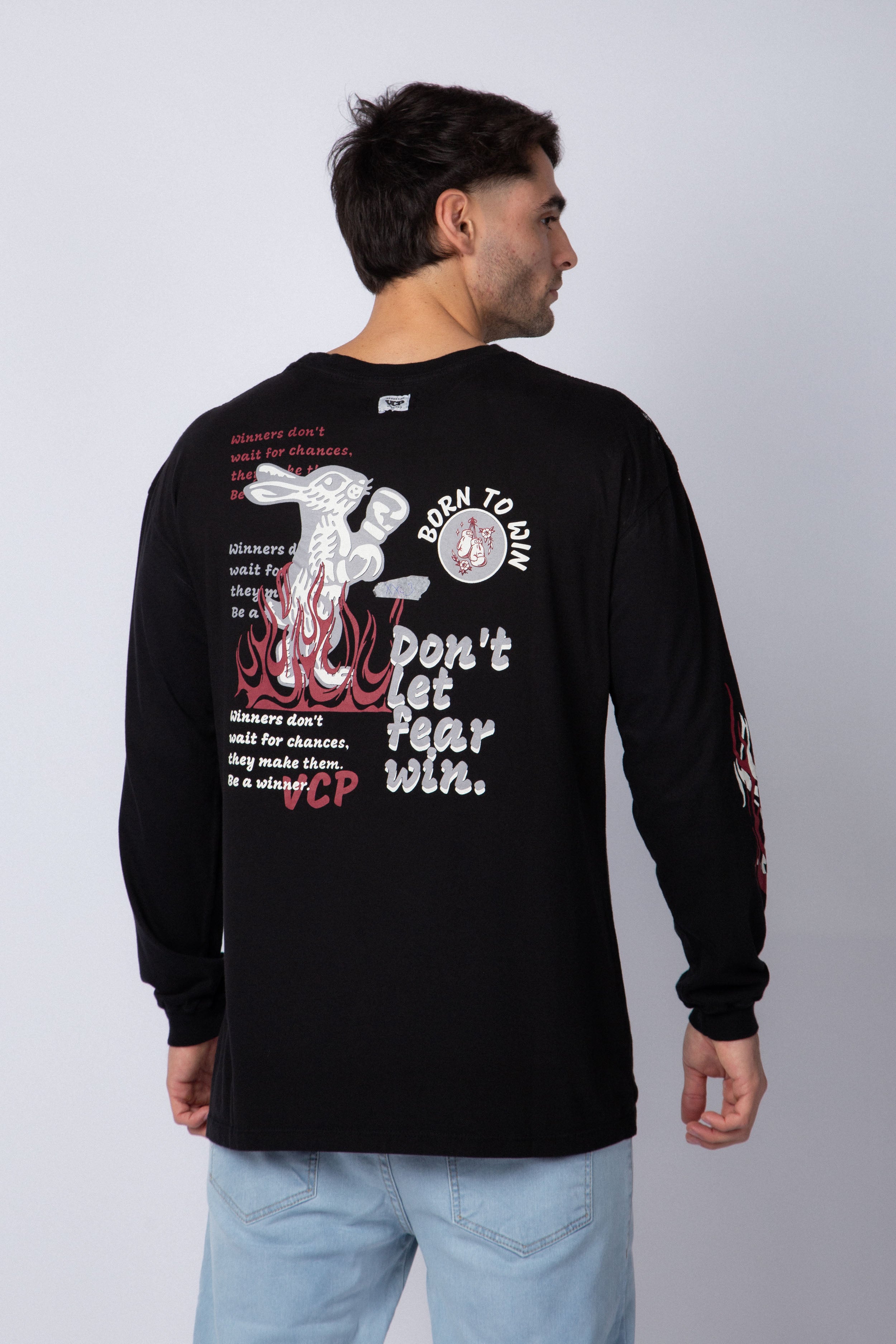 Remera Manga Larga Fear Negra