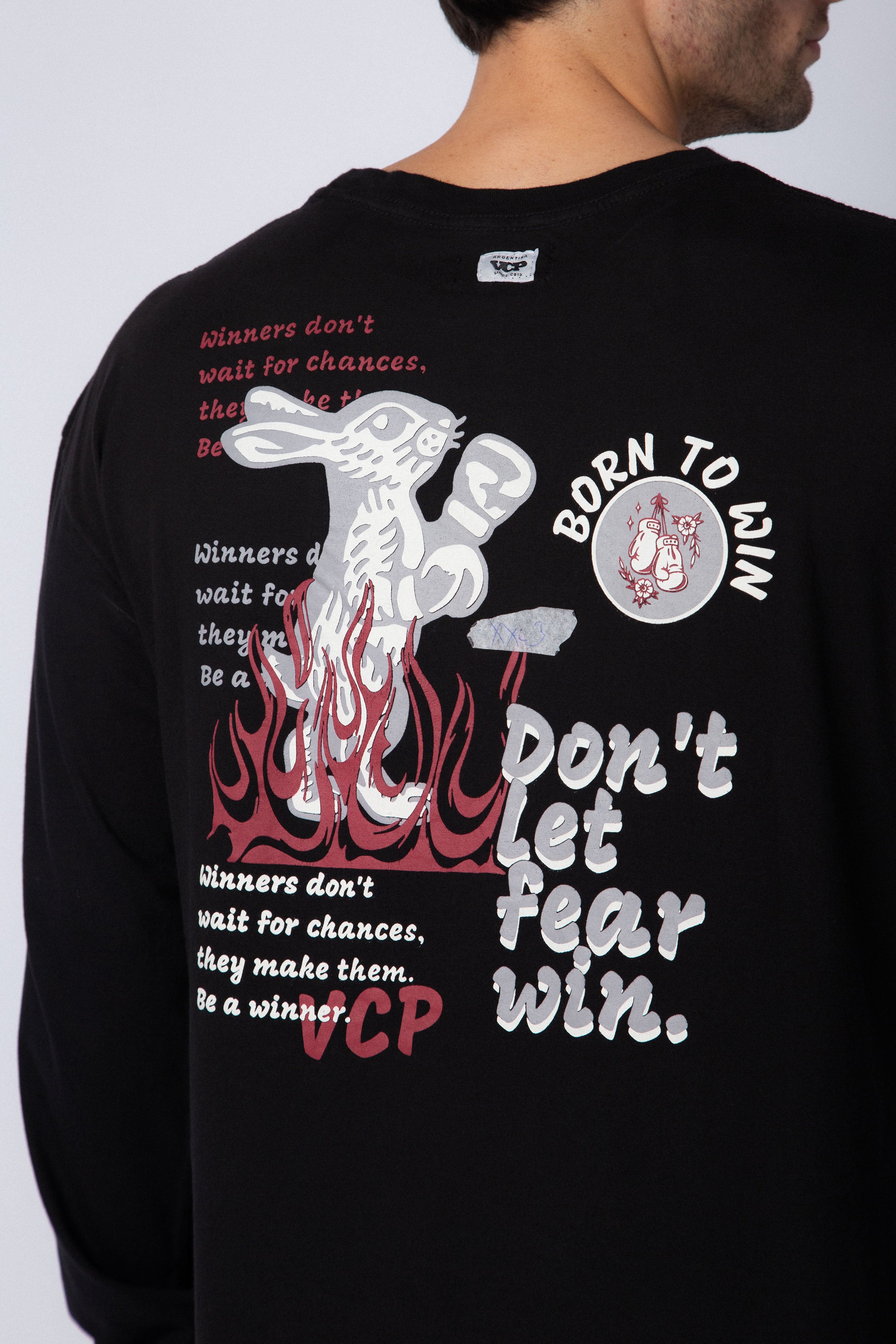 Remera Manga Larga Fear Negra