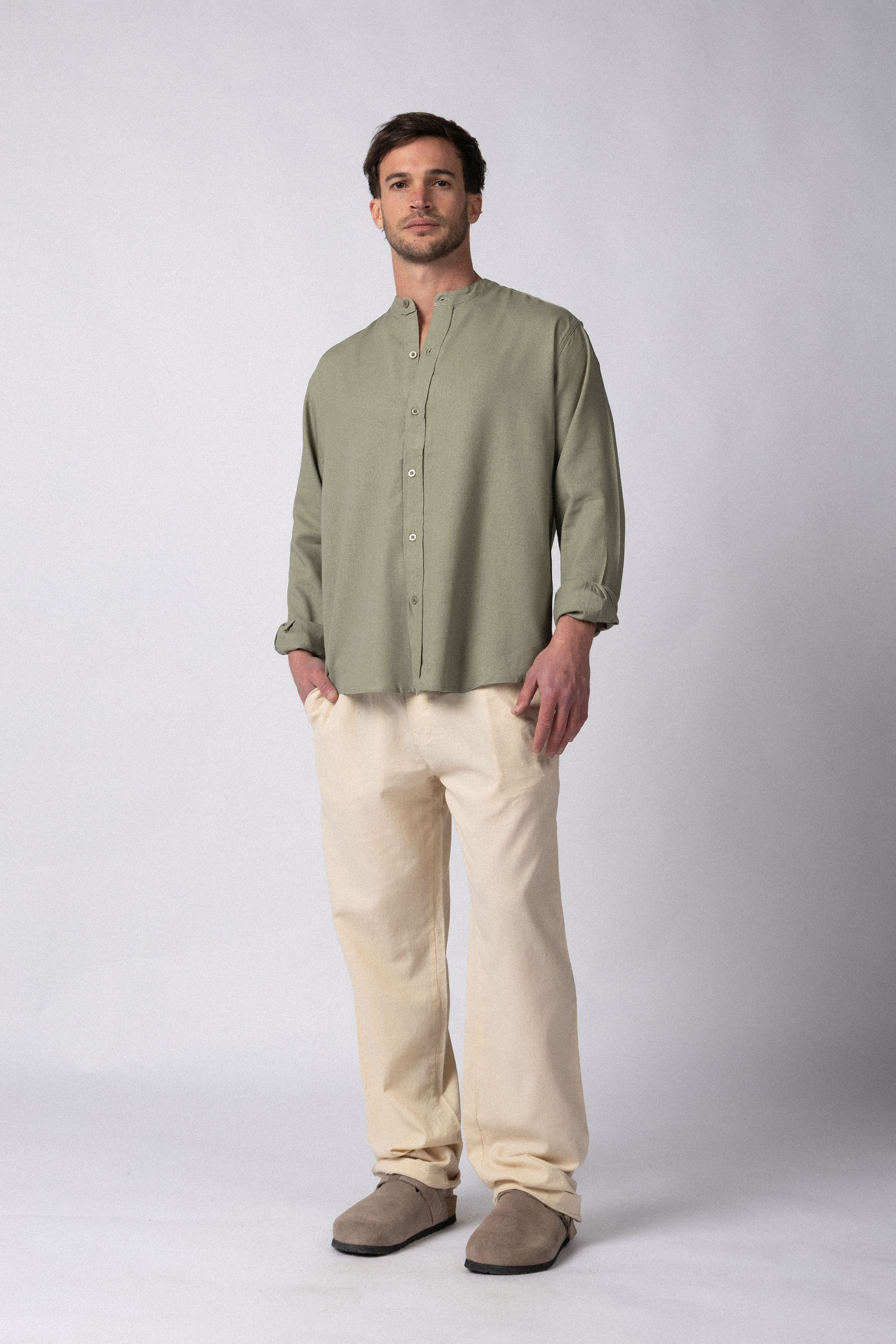 Camisa Manga Larga Mao Lino Deko Militar