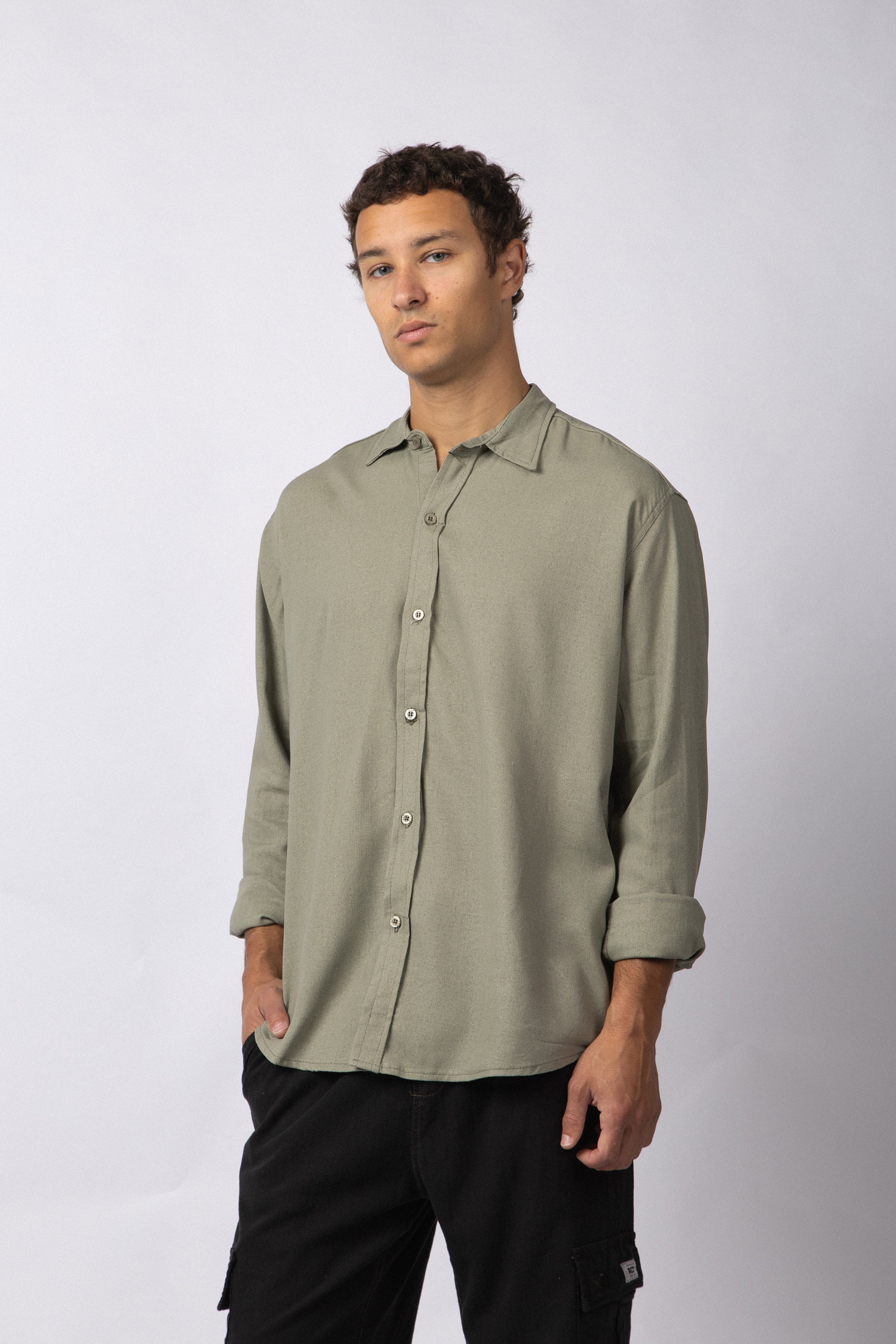 Camisa Manga Larga Lino Raze Militar