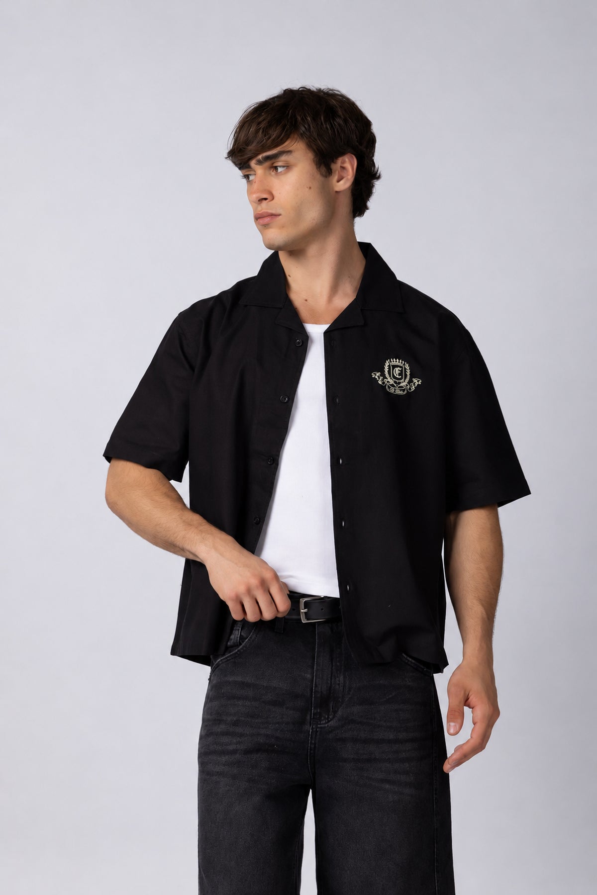 Camisa Manga Corta Winners Negra