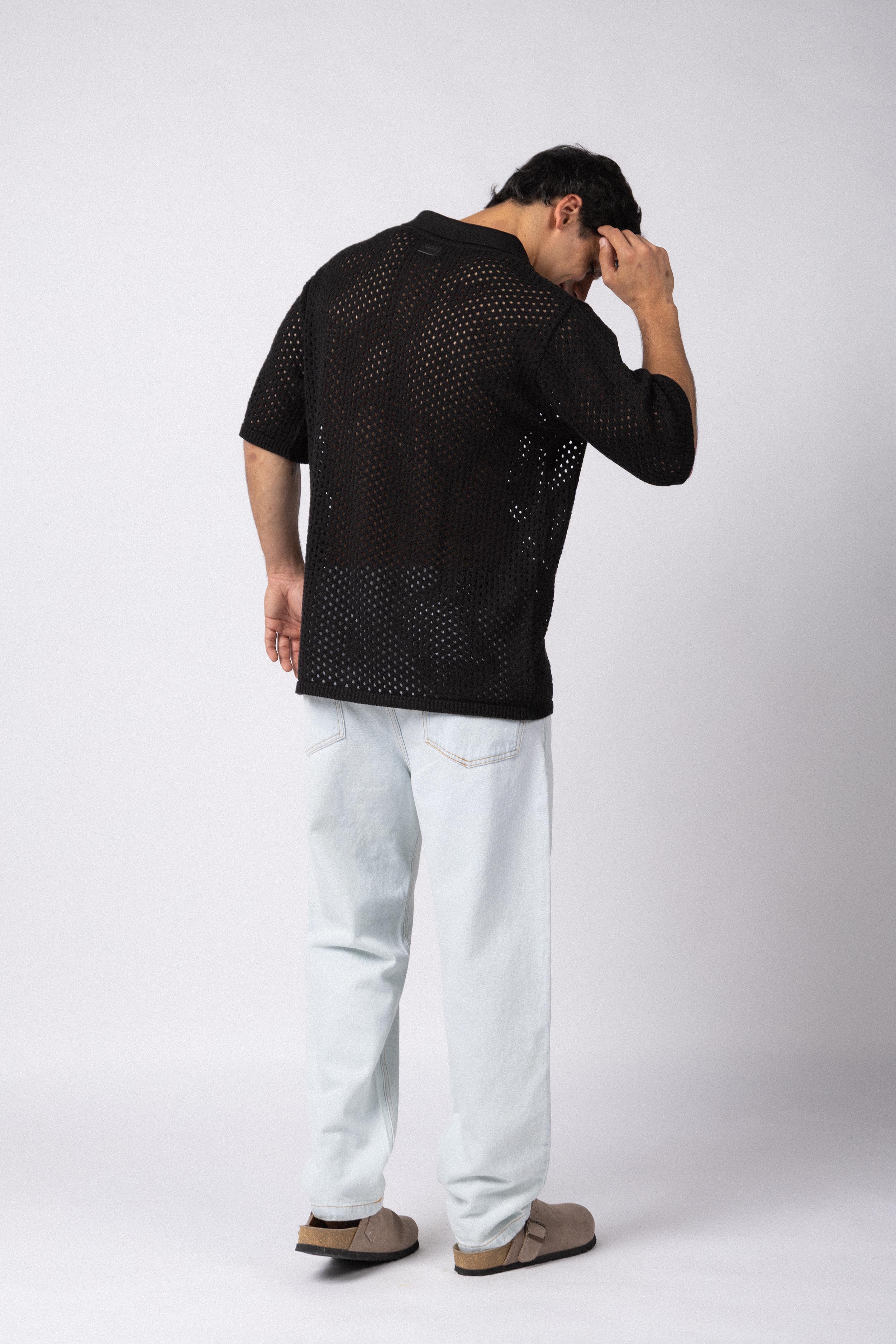 Camisa Manga Corta Tejida Lumen Negra