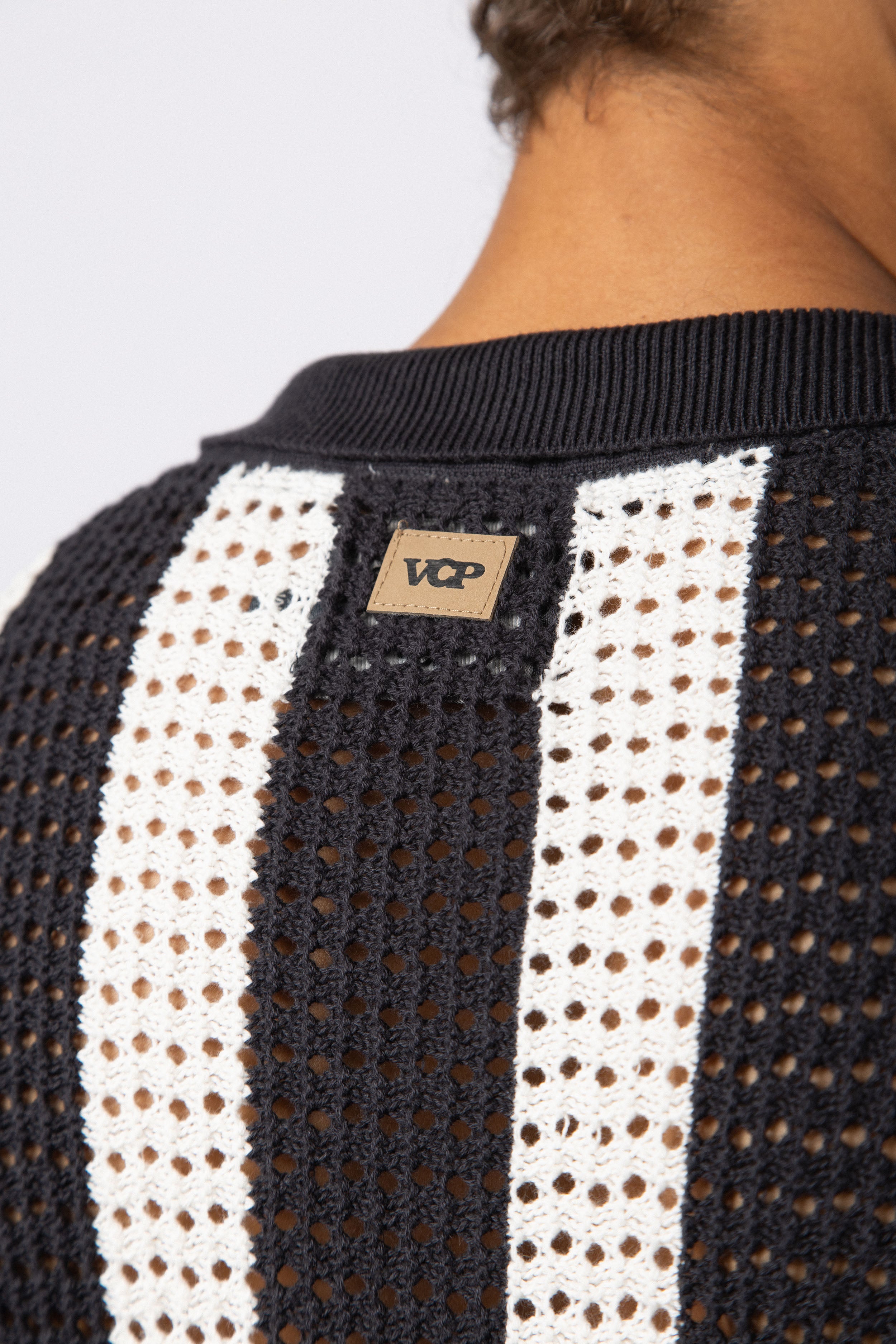 Camisa Manga Corta Tejida Marble Negra