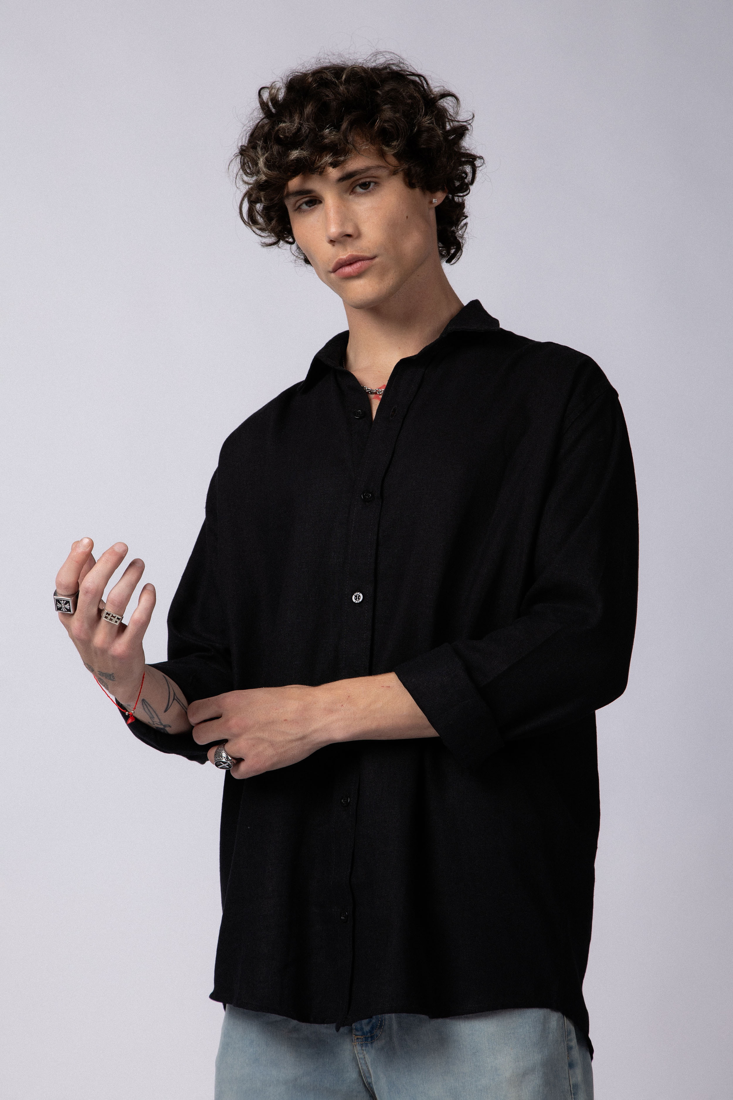 Camisa Lino Negra Camisa De Lino Negra Hombre Lino Camisa