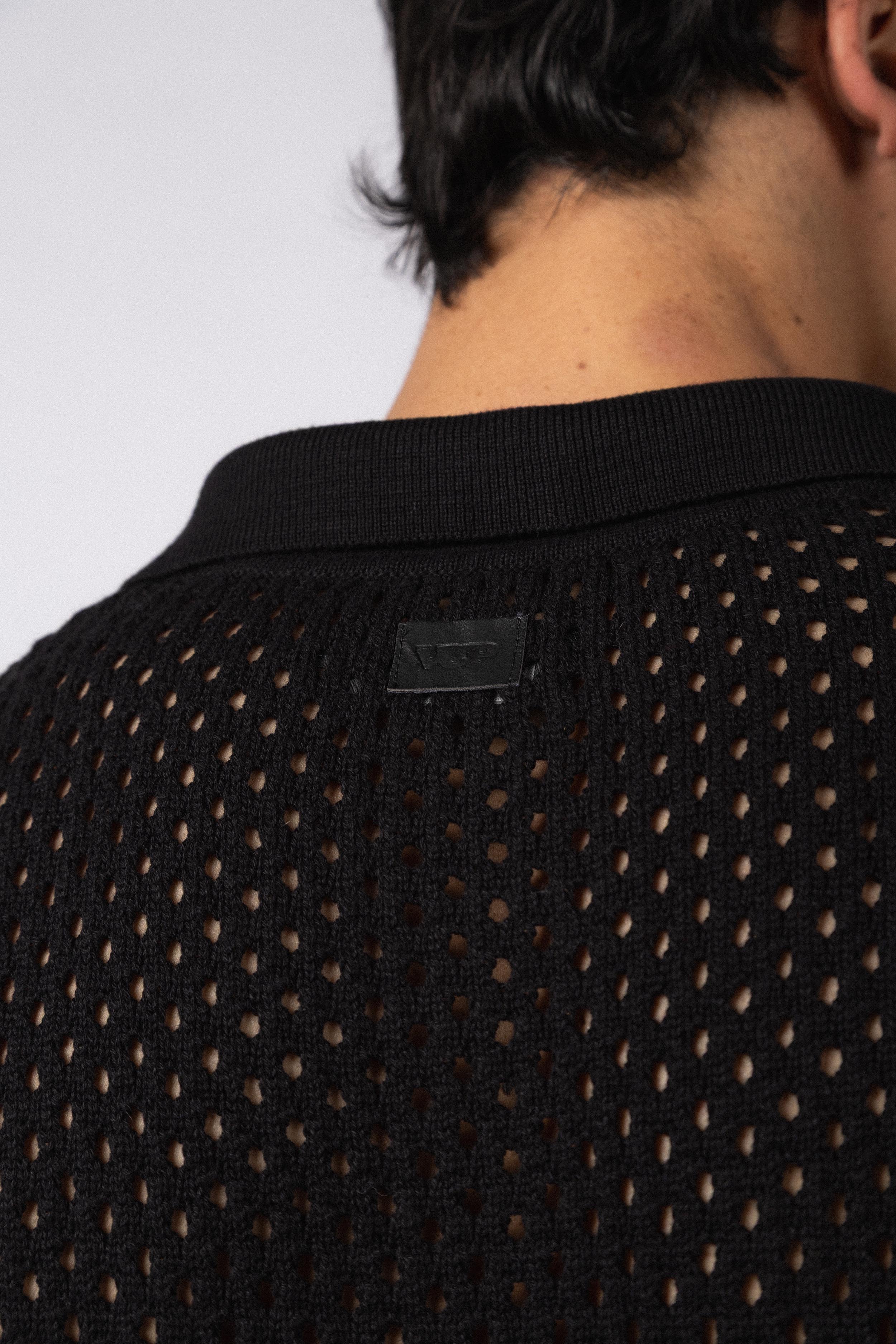 Camisa Manga Corta Tejida Lumen Negra