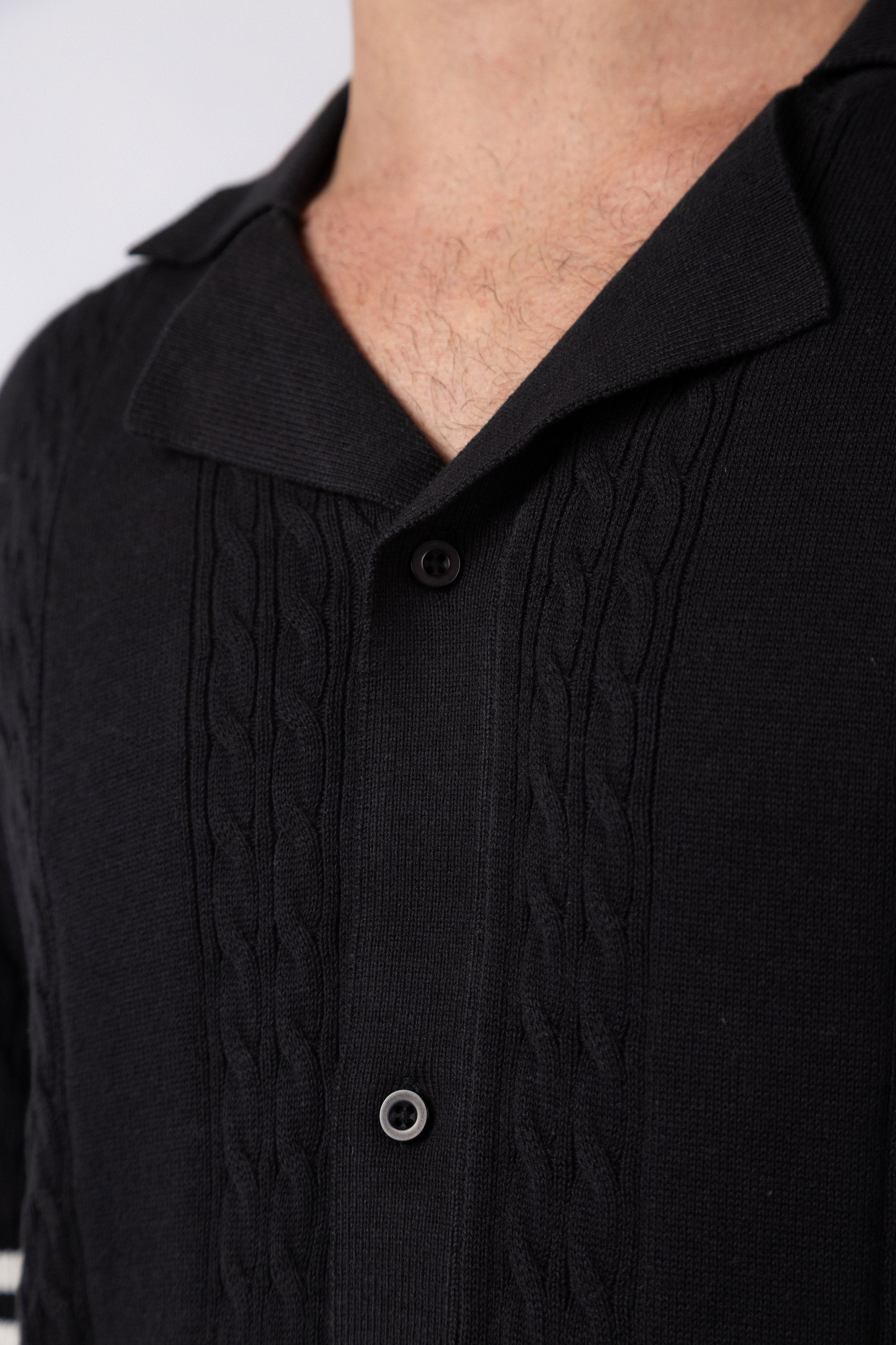 Camisa Manga Corta Tejida Mist Negra