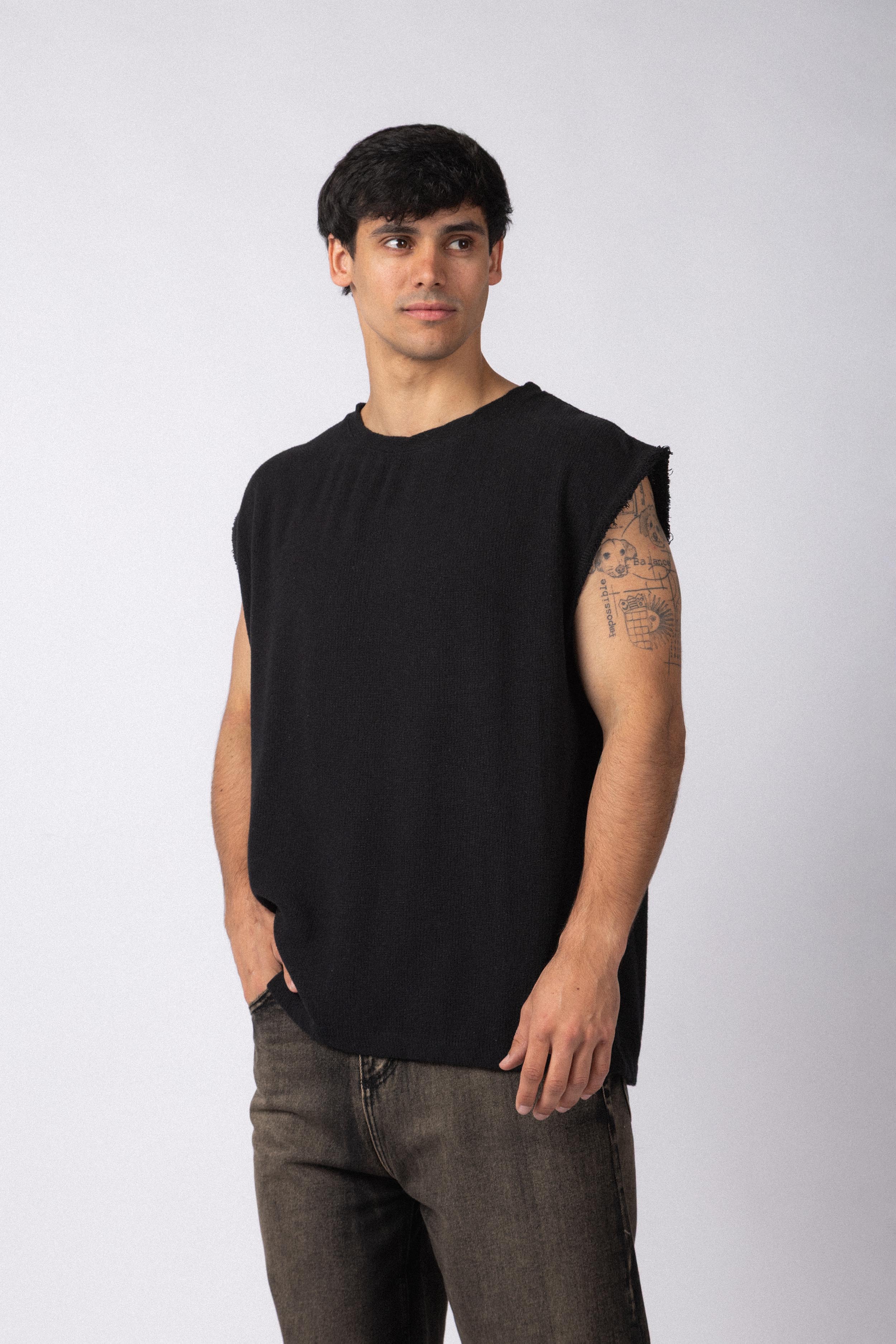 Musculosa Sudadera Tejida Dandy Negra