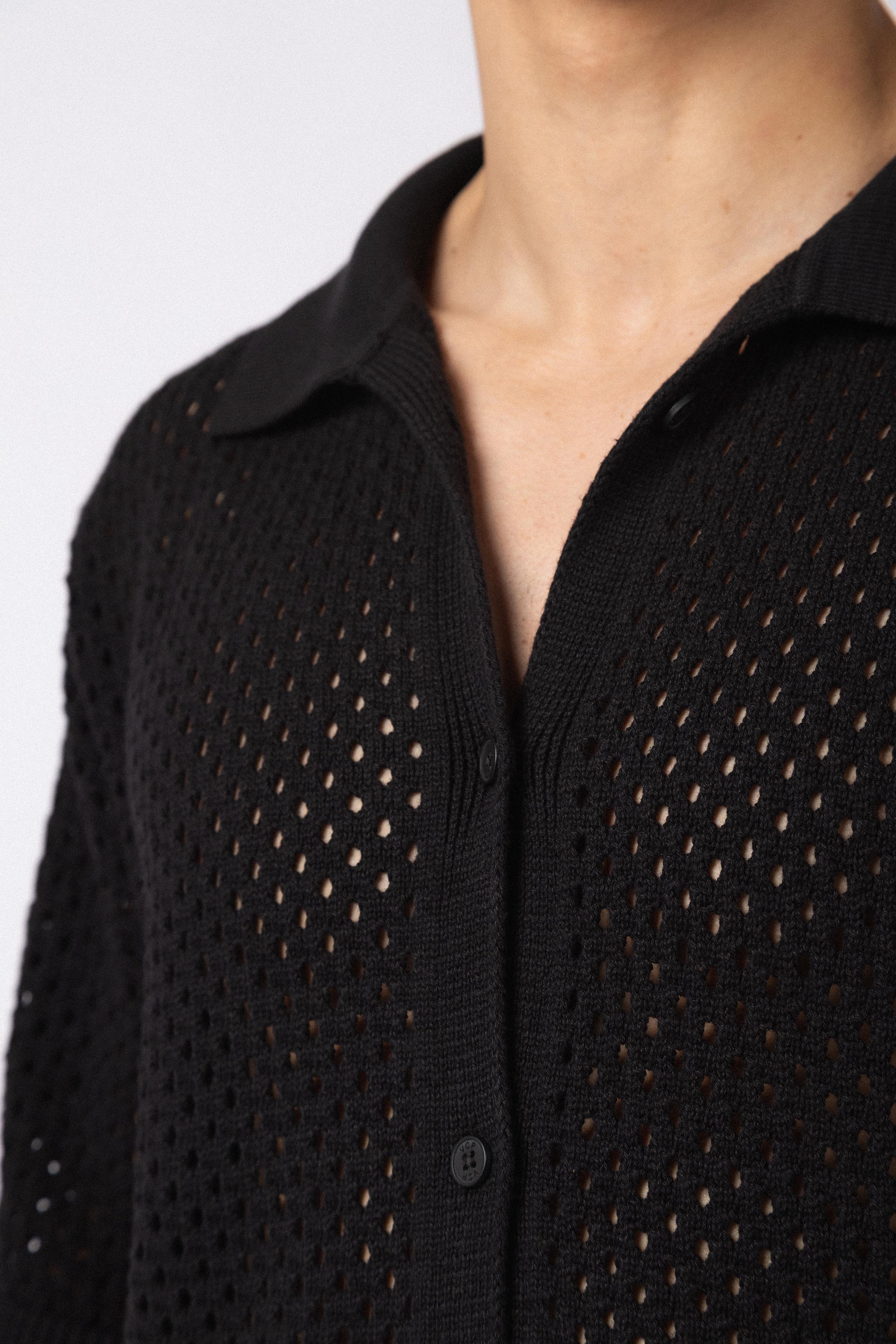 Camisa Manga Corta Tejida Lumen Negra