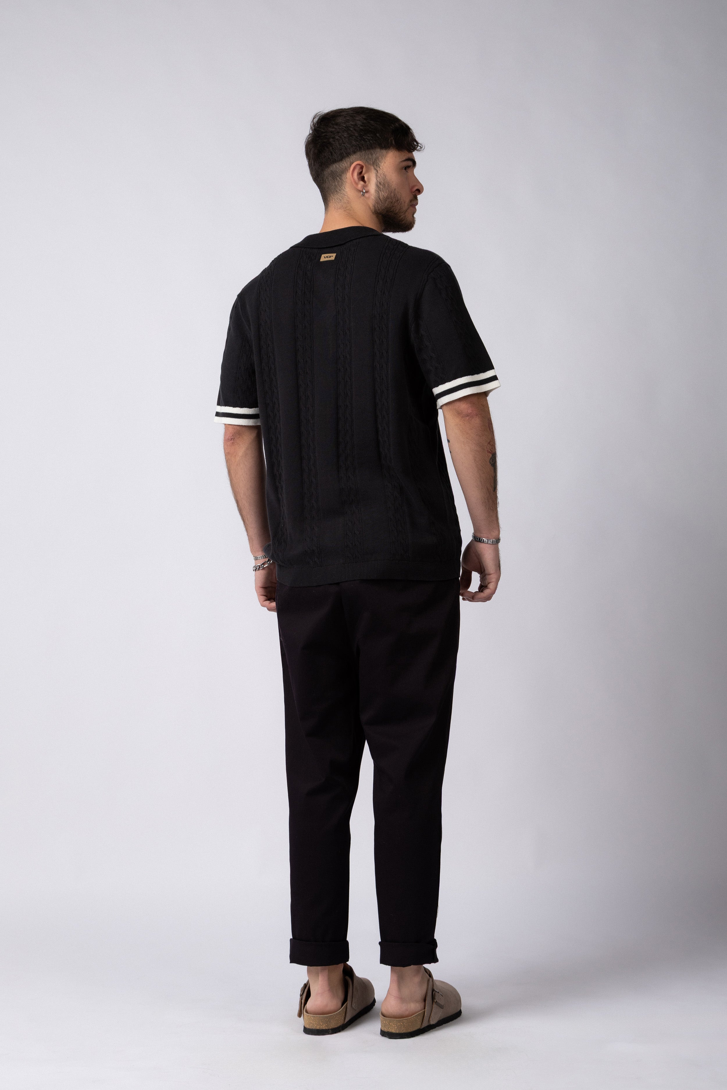 Camisa Manga Corta Tejida Mist Negra