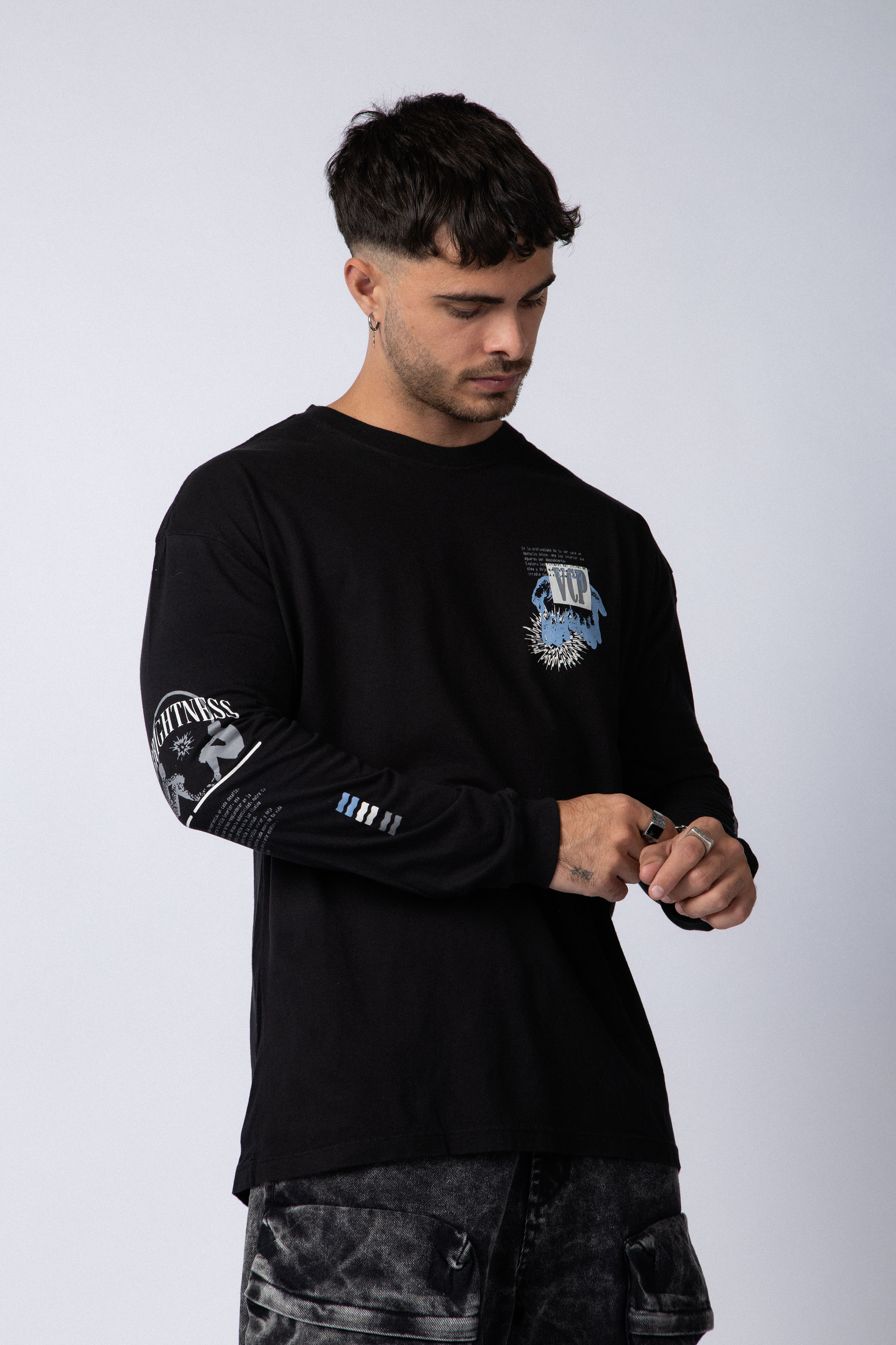 Remera Manga Larga Bright Negra